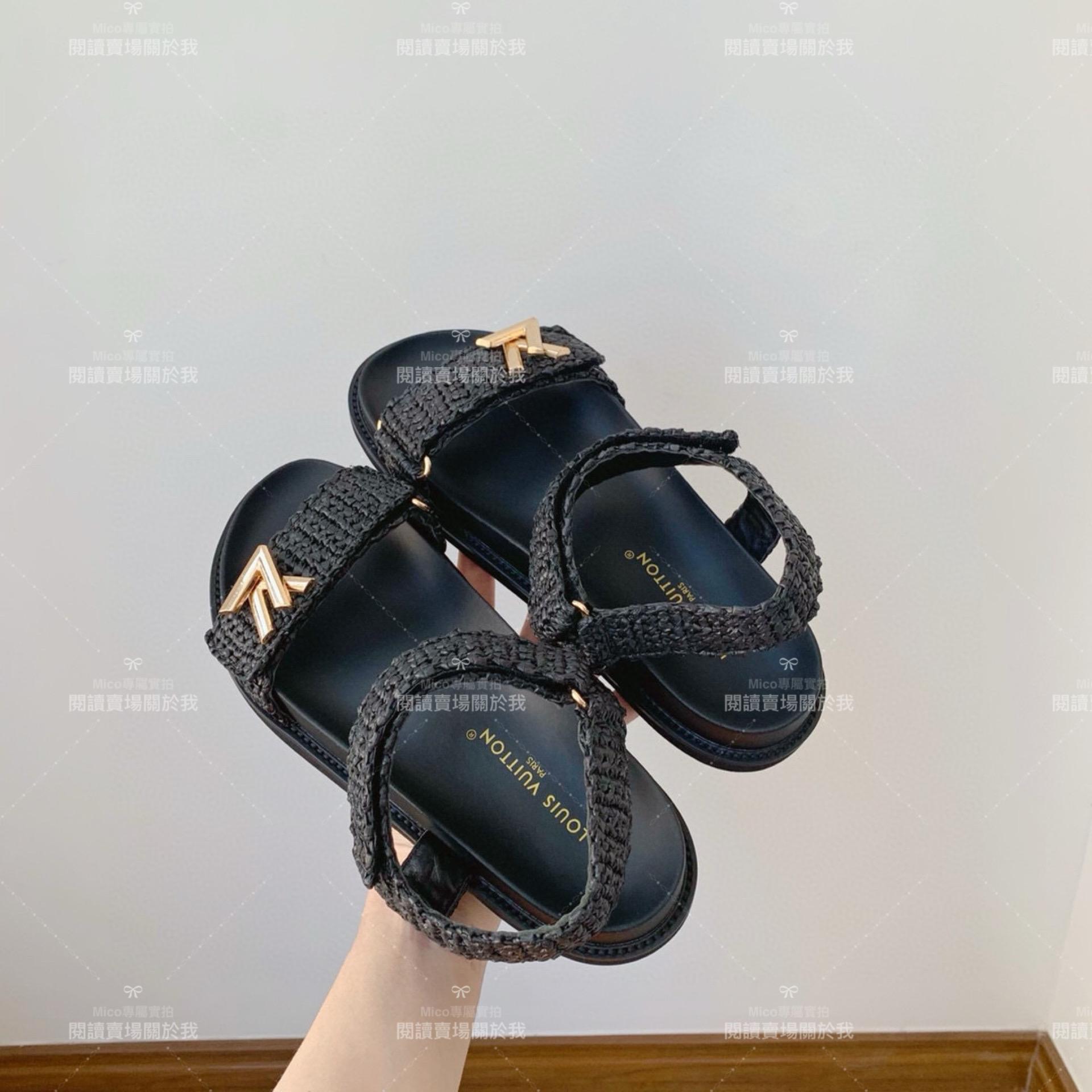 LV  Louis Vuitton ｜平底款 Cordoba Comfort 拉菲草編織鞋面涼鞋 女鞋 35-40