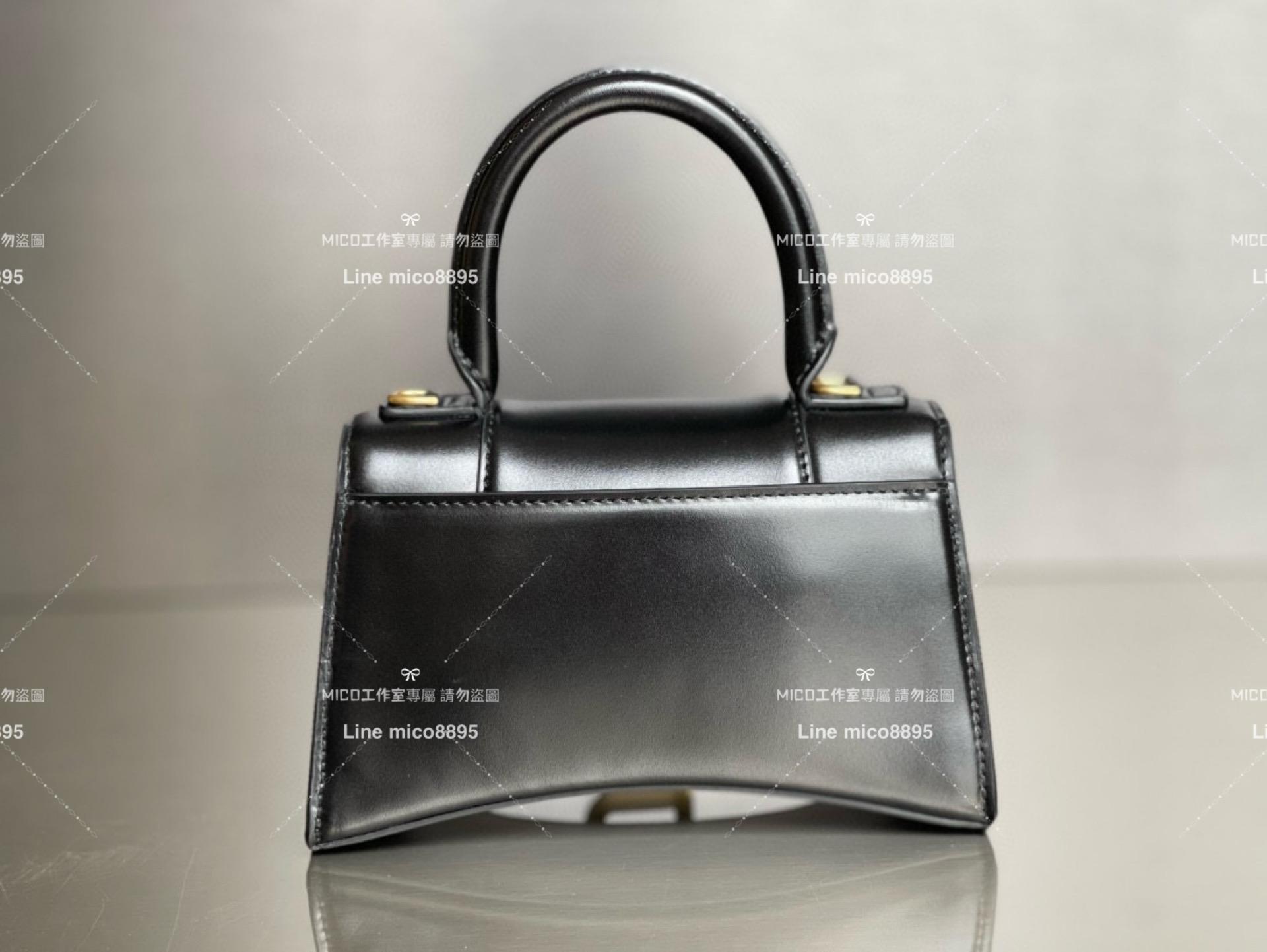 Balenciaga 平紋黑色金釦 搭配小羊皮內裏 沙漏包 XS 19cm