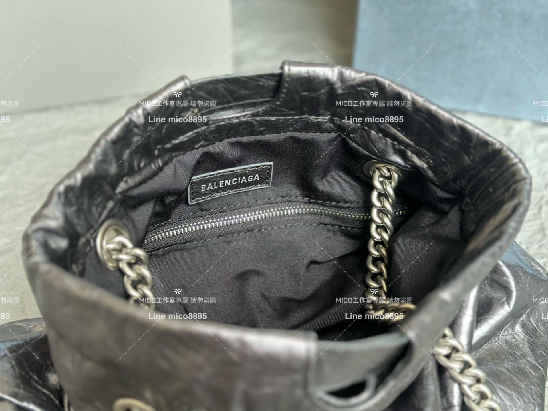 Balenciaga 巴黎世家 銀灰色皺牛皮 小號 CRUSH MEDIUM TOTE BAG 垃圾袋