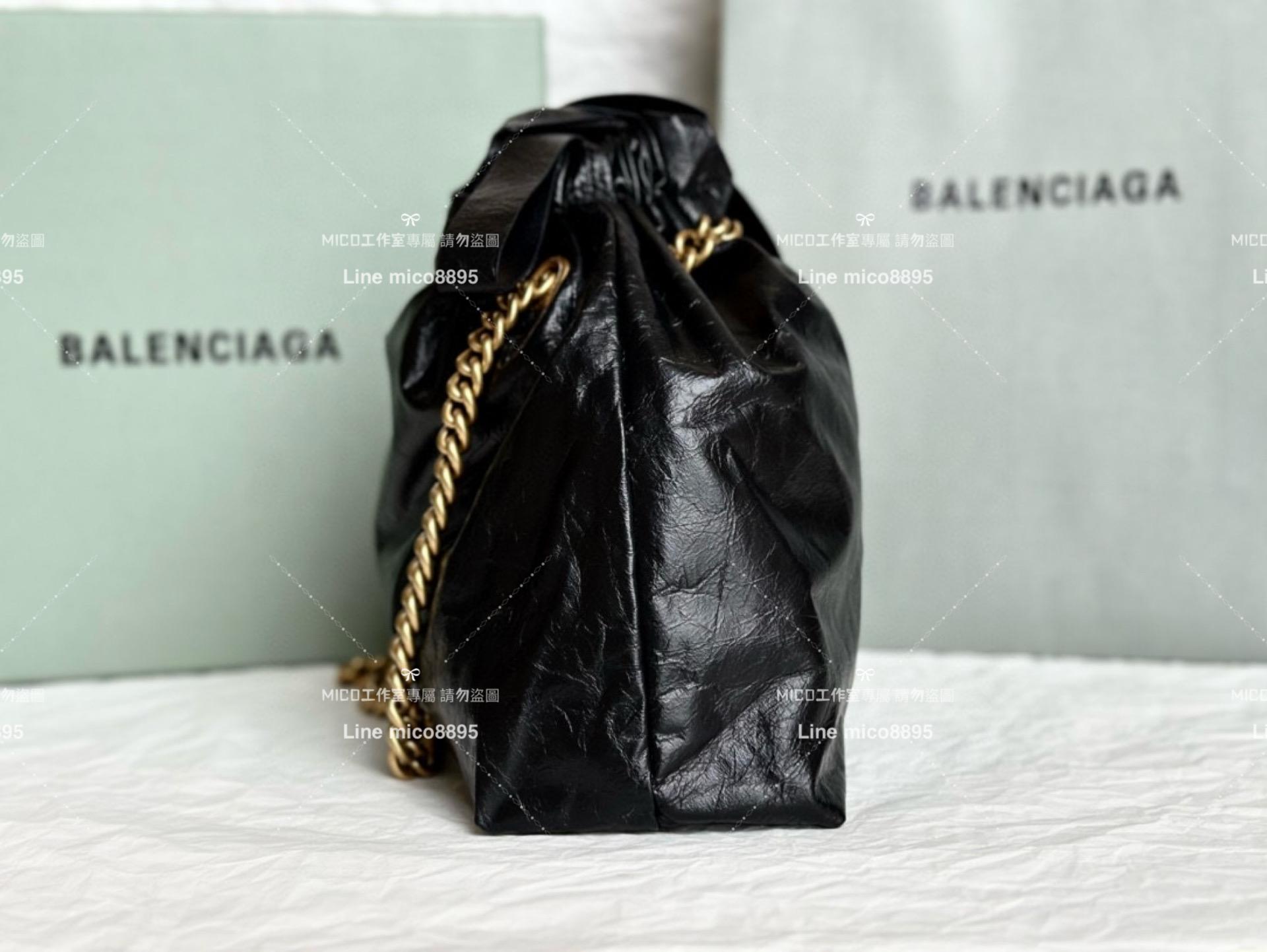 Balenciaga 巴黎世家 黑色皺牛皮 小號 CRUSH MEDIUM TOTE BAG 垃圾袋