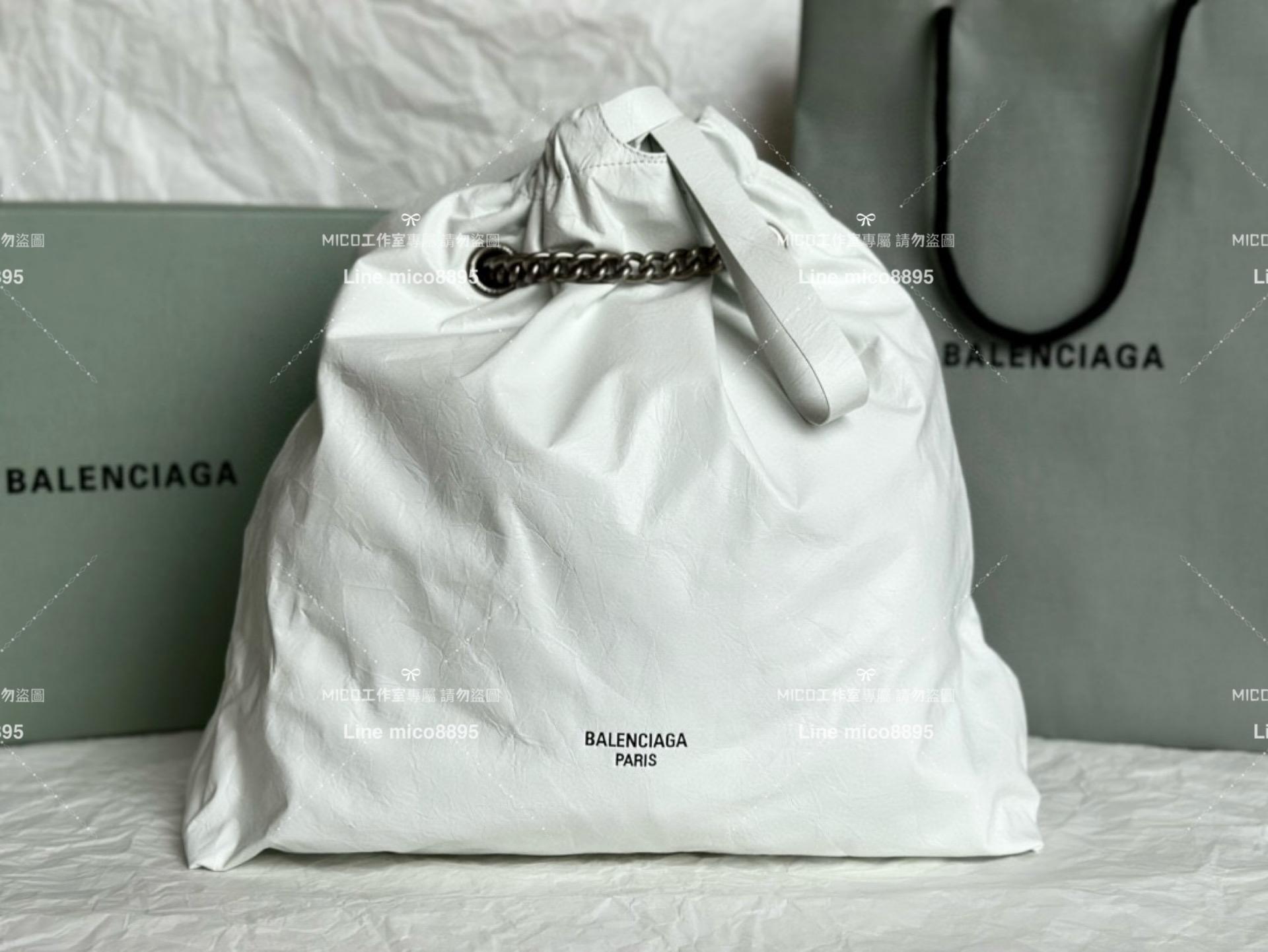 Balenciaga 巴黎世家 白色皺牛皮 小號 CRUSH MEDIUM TOTE BAG 垃圾袋