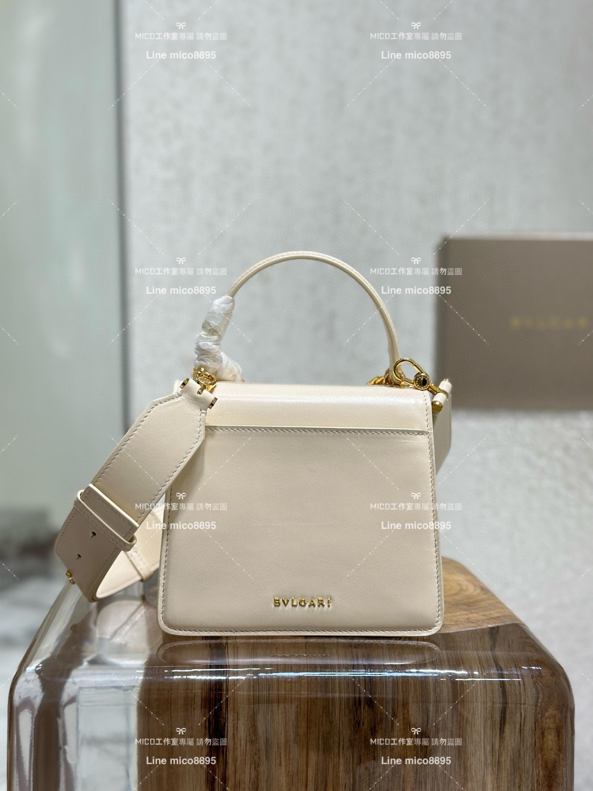 Bulgaria 寶格麗 奶白色 Serpenti Forever斜跨包 風琴包 18cm