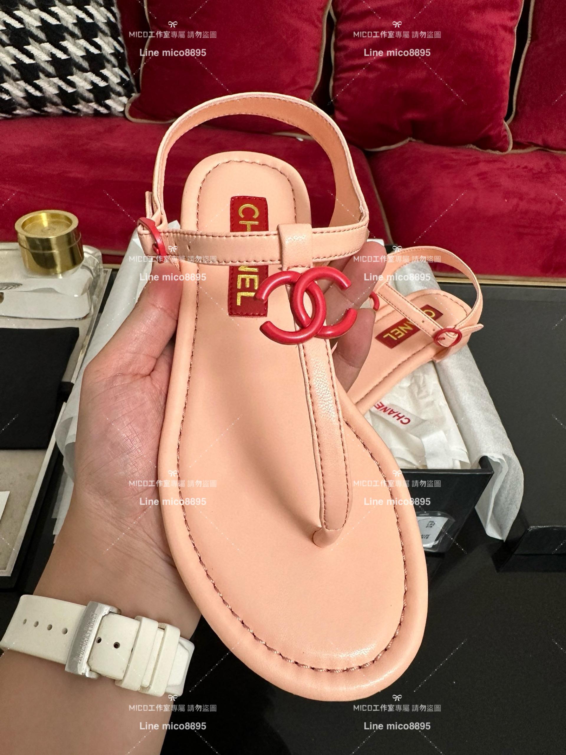 CHANEL 香奈兒 春夏 雙C真皮夾腳涼鞋 35-40