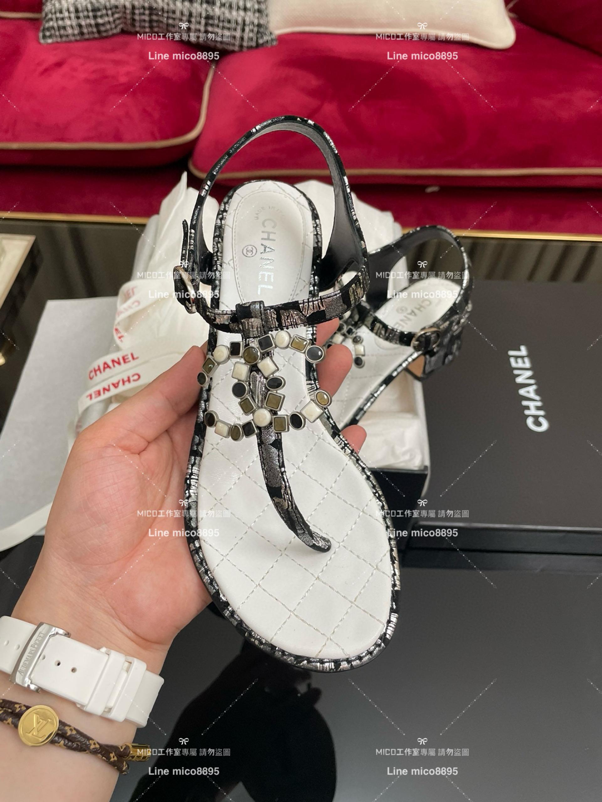 CHANEL 香奈兒 春夏系列 大雙C真皮夾腳涼鞋 35-40