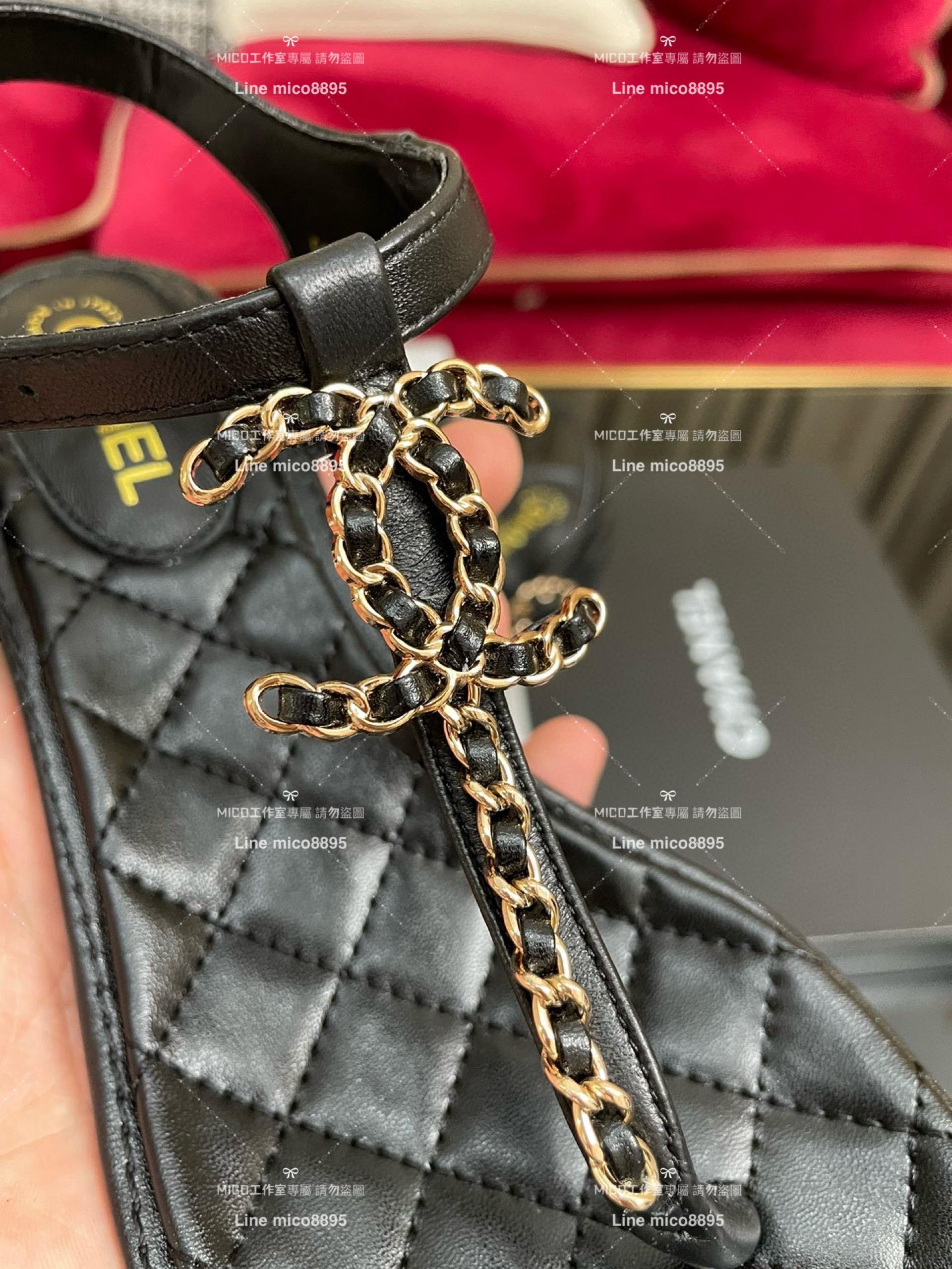 CHANEL 香奈兒 春夏 大雙C真皮夾腳涼鞋 35-40