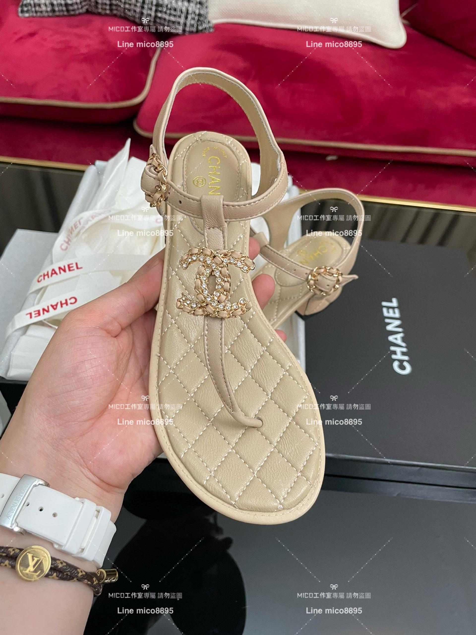 CHANEL 香奈兒 春夏系列 大雙C真皮夾腳涼鞋 35-40