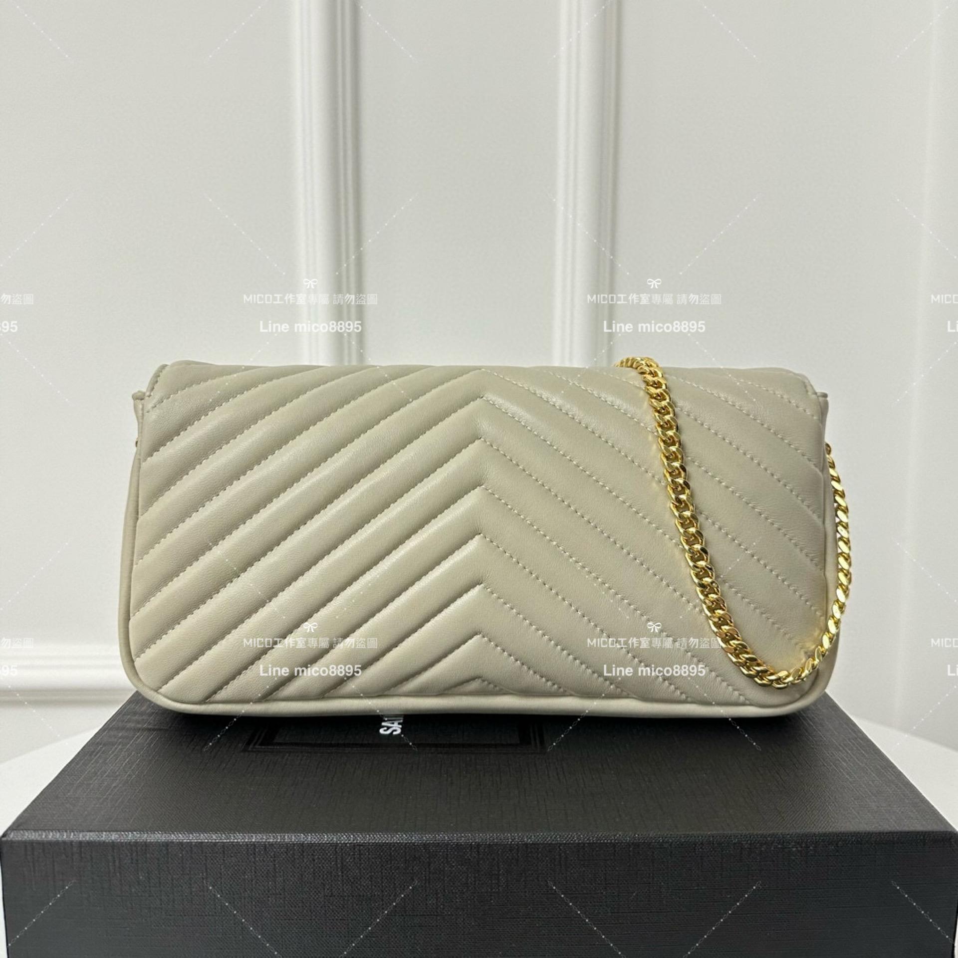 YSL 聖羅蘭 Calypso 奶白色 小羊皮鏈條包 24cm