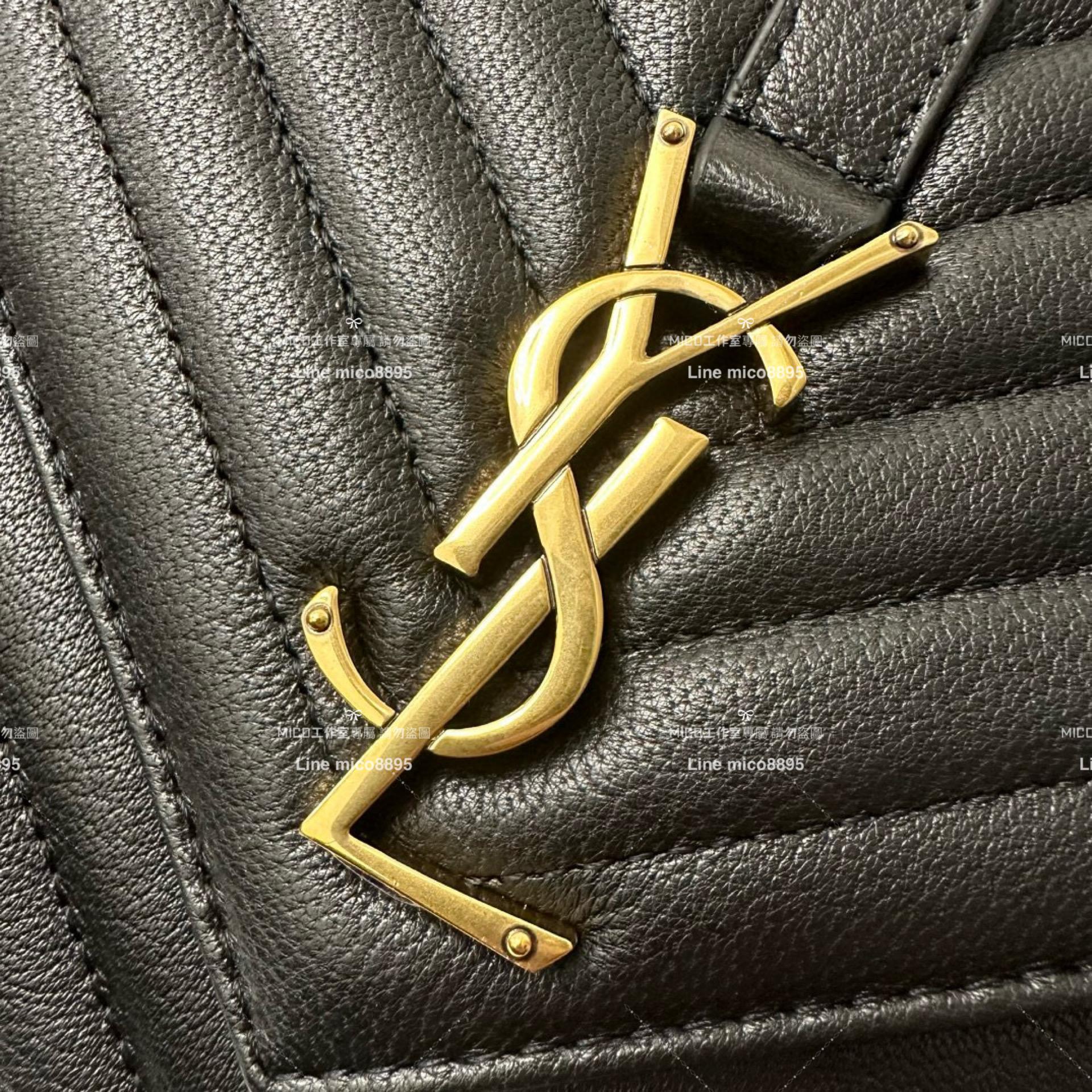 YSL 聖羅蘭 經典款 黑金 Monogram college 大號郵差包 手提肩背包 32cm