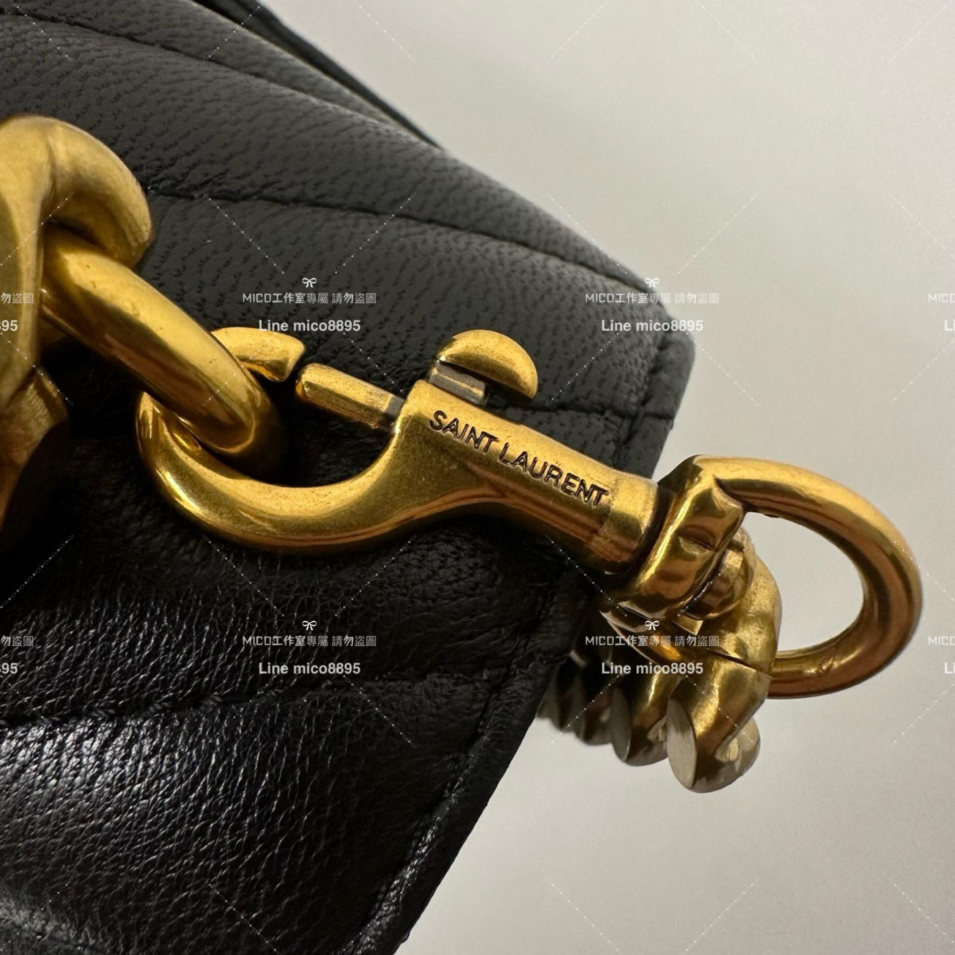 YSL 聖羅蘭 經典款 黑金 Monogram college 大號郵差包 手提肩背包 32cm