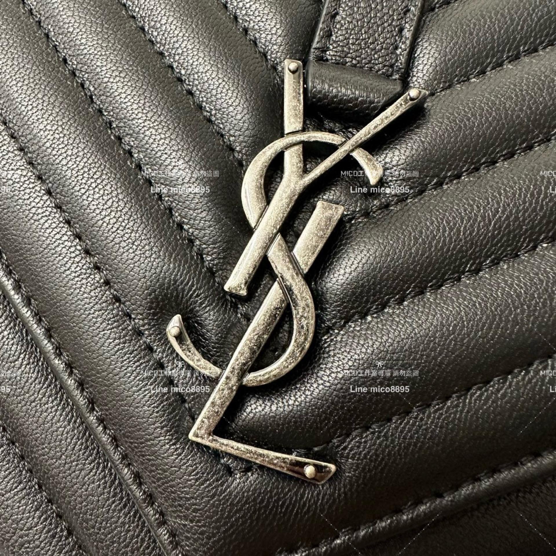 YSL 聖羅蘭 經典款 黑銀 Monogram college 大號郵差包 手提肩背包 32cm