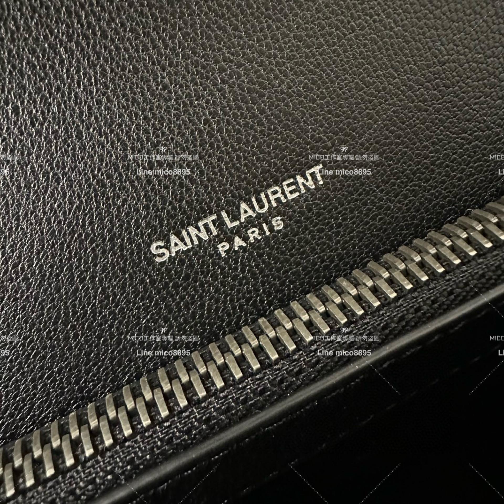 YSL 聖羅蘭 經典款 黑銀 Monogram college 大號郵差包 手提肩背包 32cm