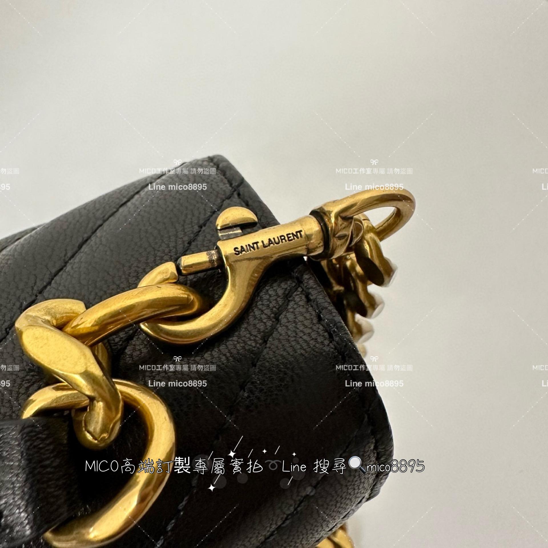 YSL 聖羅蘭 經典款 黑金 小號 Monogram college 郵差包 手提肩背包 24cm