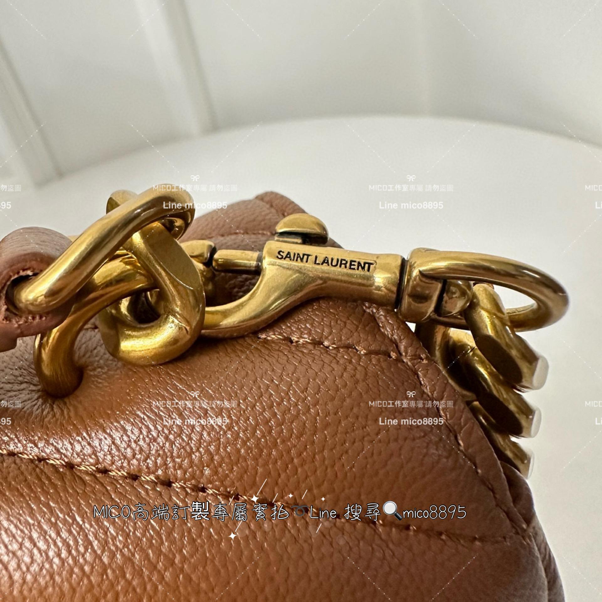 YSL 聖羅蘭 經典款 焦糖色 小號 Monogram college 郵差包 手提肩背包 24cm