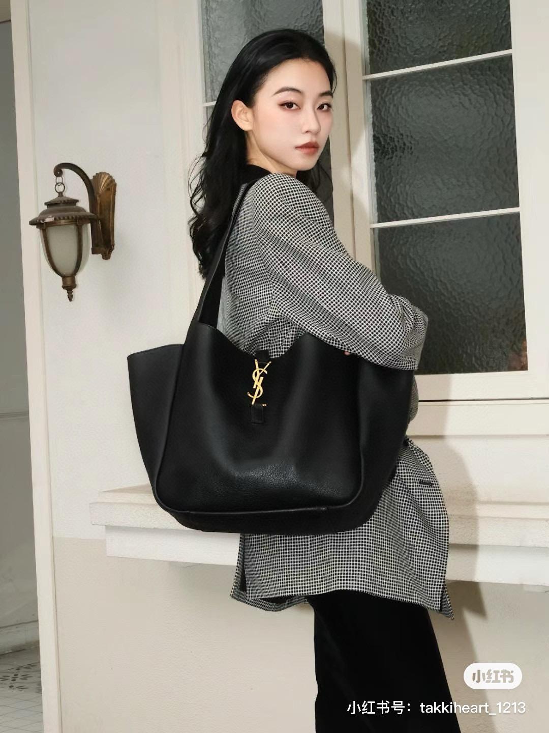 YSL 𝗦𝗮𝗶𝗻𝘁 𝗟𝗮𝘂𝗿𝗲𝗻𝘁 聖羅蘭 BEA Tote 柔軟鹿皮革托特包 尺寸：50*28*18cm