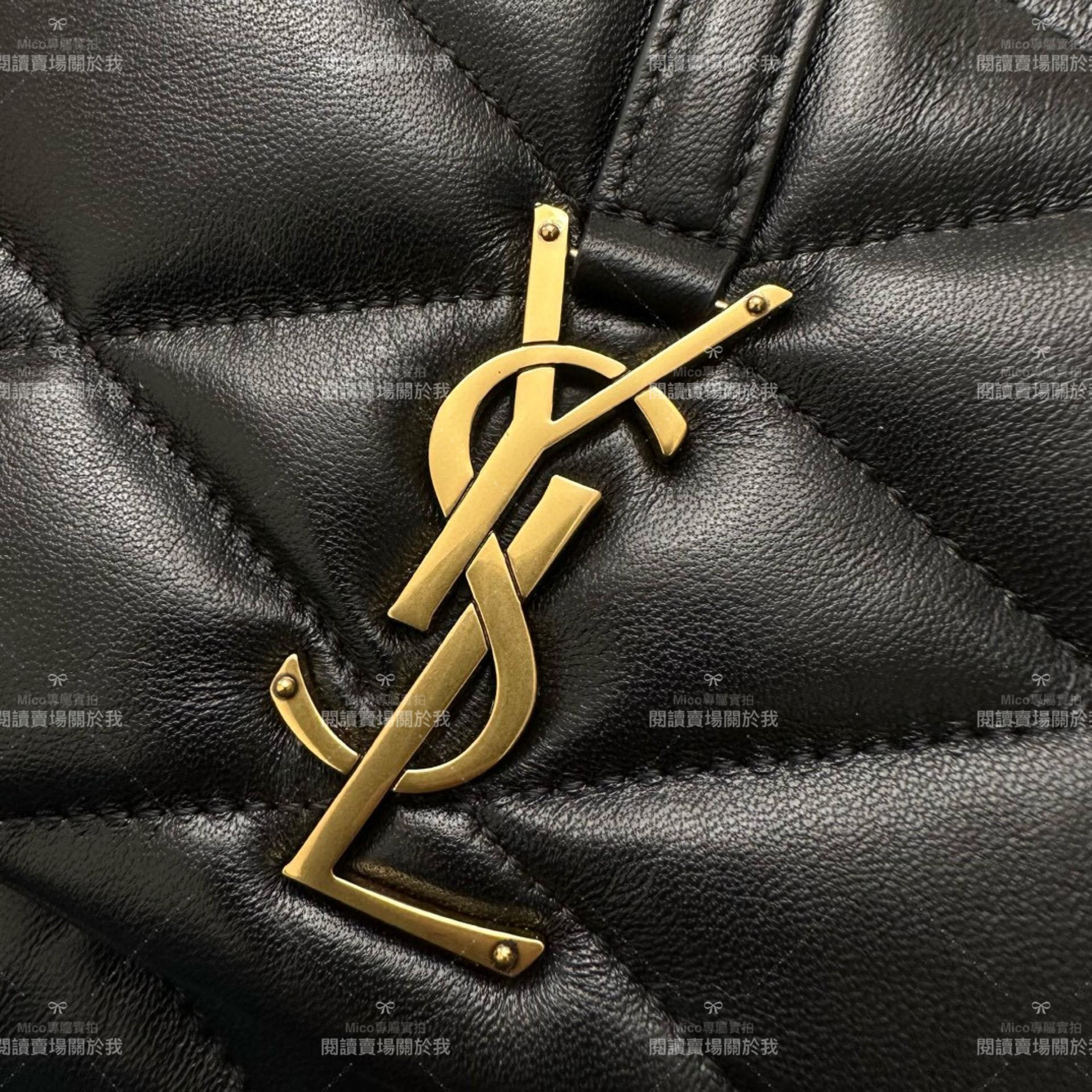 YSL LE57系列 黑色 小羊皮菱格絎縫腋下包 手提包 24cm