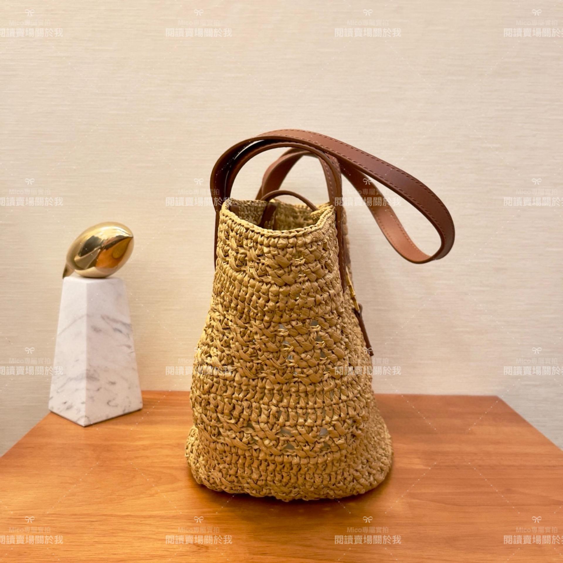 YSL 𝗦𝗮𝗶𝗻𝘁 𝗟𝗮𝘂𝗿𝗲𝗻𝘁 聖羅蘭 小號 拉菲草編織 Raffia Tote 托特包 31cm