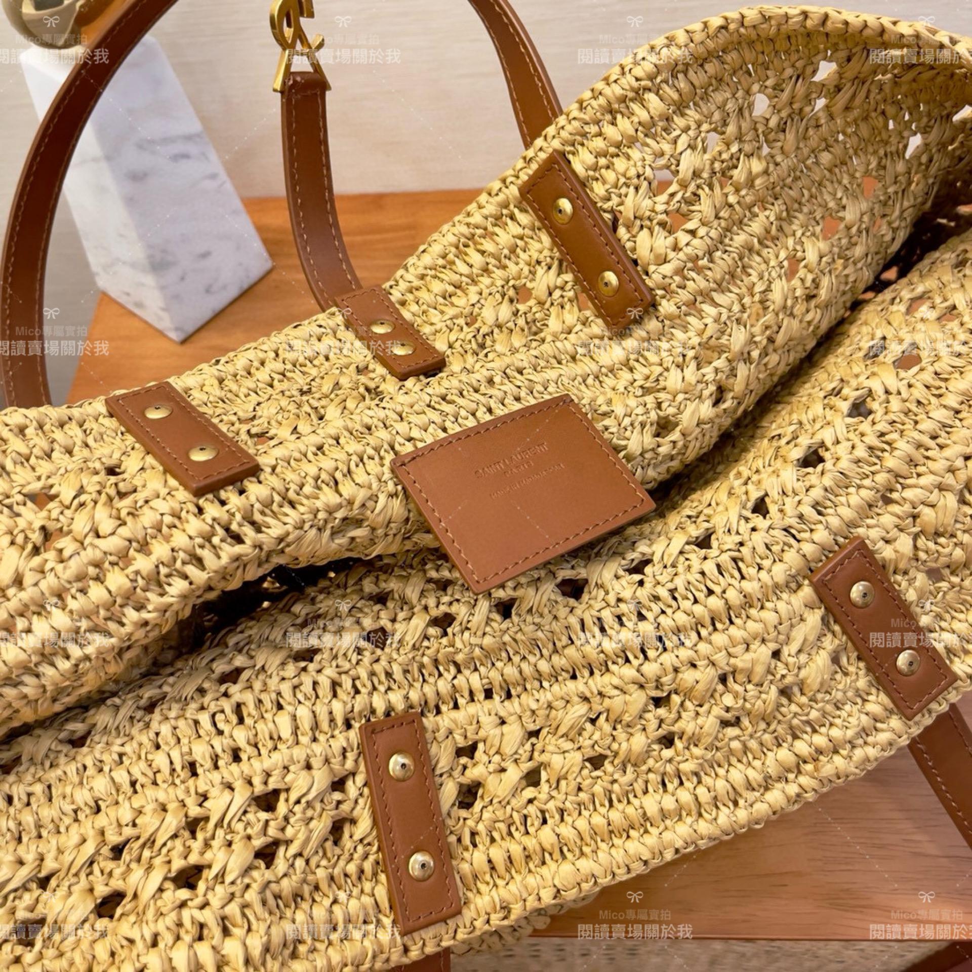 YSL 𝗦𝗮𝗶𝗻𝘁 𝗟𝗮𝘂𝗿𝗲𝗻𝘁 聖羅蘭 大號/拉菲草編織 Raffia Tote 托特包 48cm