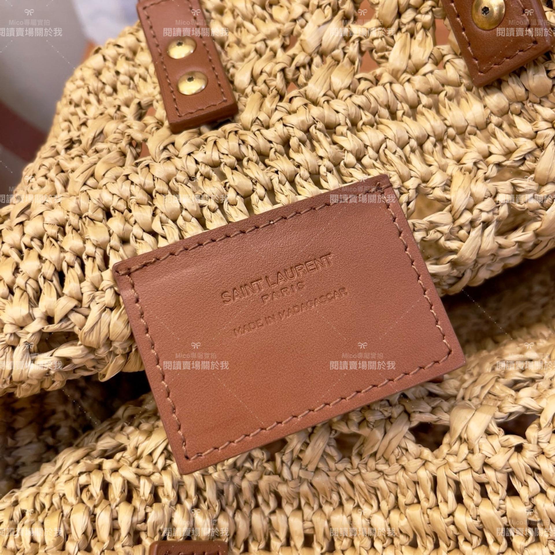 YSL 𝗦𝗮𝗶𝗻𝘁 𝗟𝗮𝘂𝗿𝗲𝗻𝘁 聖羅蘭 大號/拉菲草編織 Raffia Tote 托特包 48cm