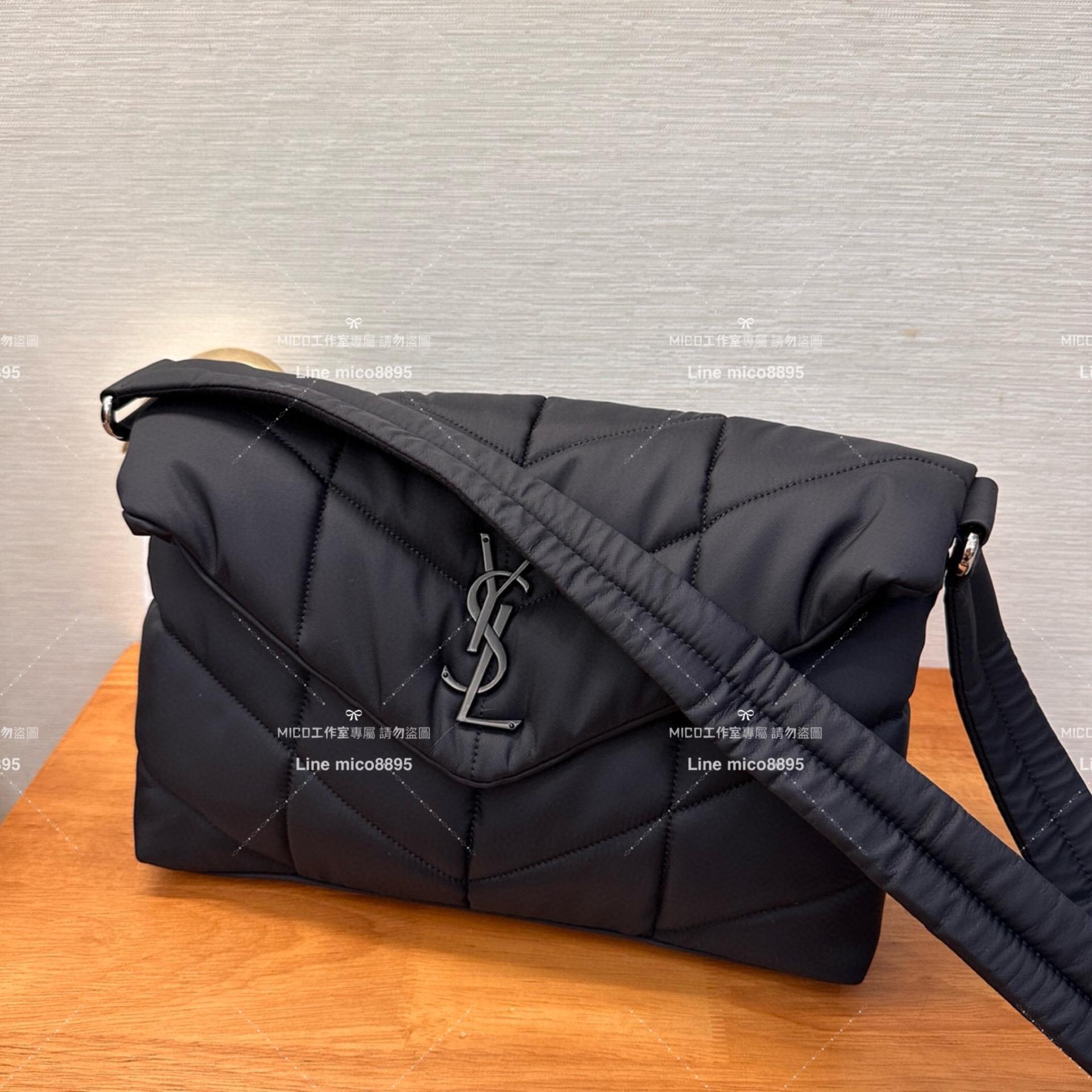 YSL 𝗦𝗮𝗶𝗻𝘁 𝗟𝗮𝘂𝗿𝗲𝗻𝘁 聖羅蘭 黑色black logo 尼龍款 Loulou puffer 帕妃包 35cm