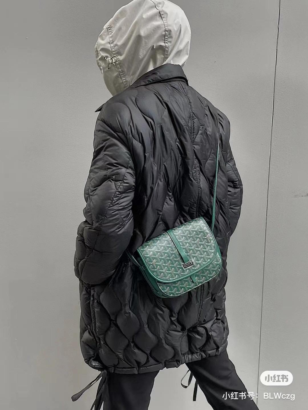 ｜Goyard（戈雅）新版本 荔枝皮革 Belvedere單釦郵差包 小號 22cm