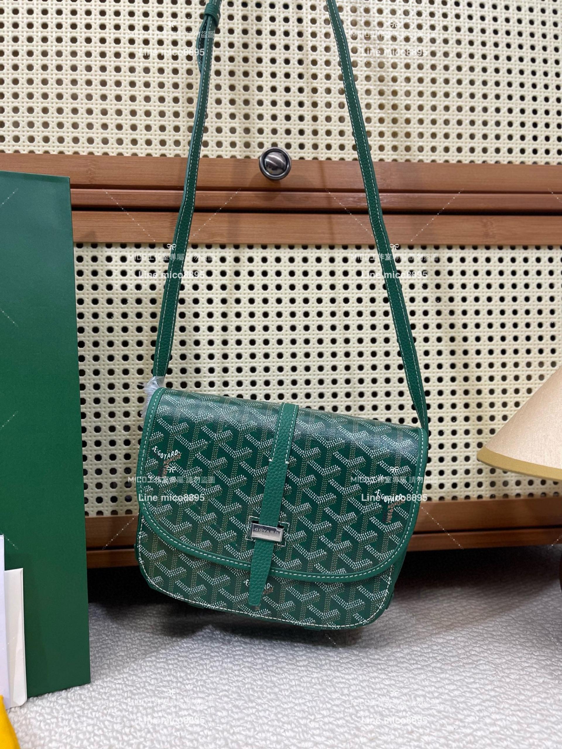 ｜Goyard（戈雅）新版本 荔枝皮革 Belvedere單釦郵差包 小號 22cm