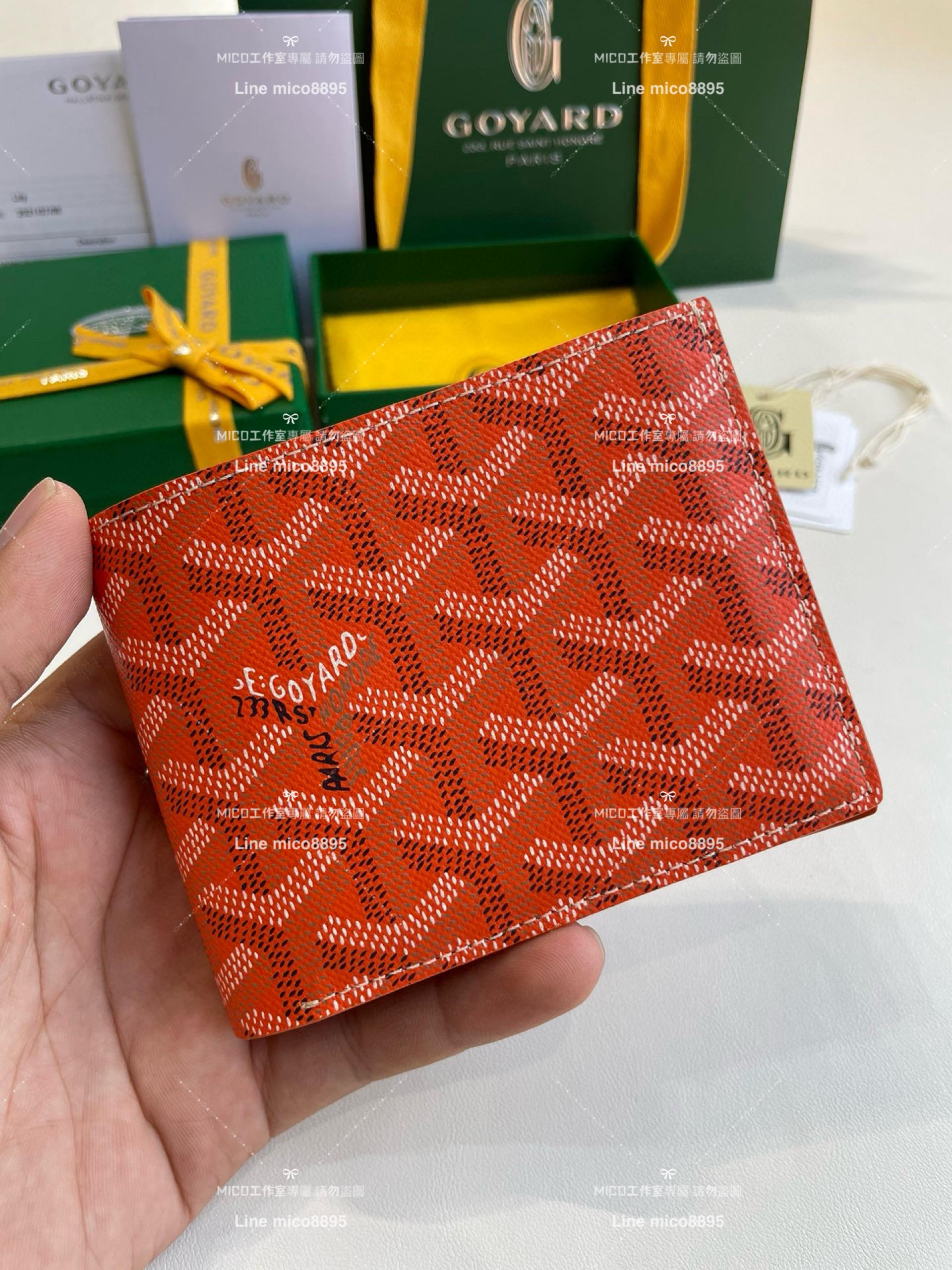 Goyard（戈雅）Goyard victoire 橙色 經典對折短夾 男士短夾