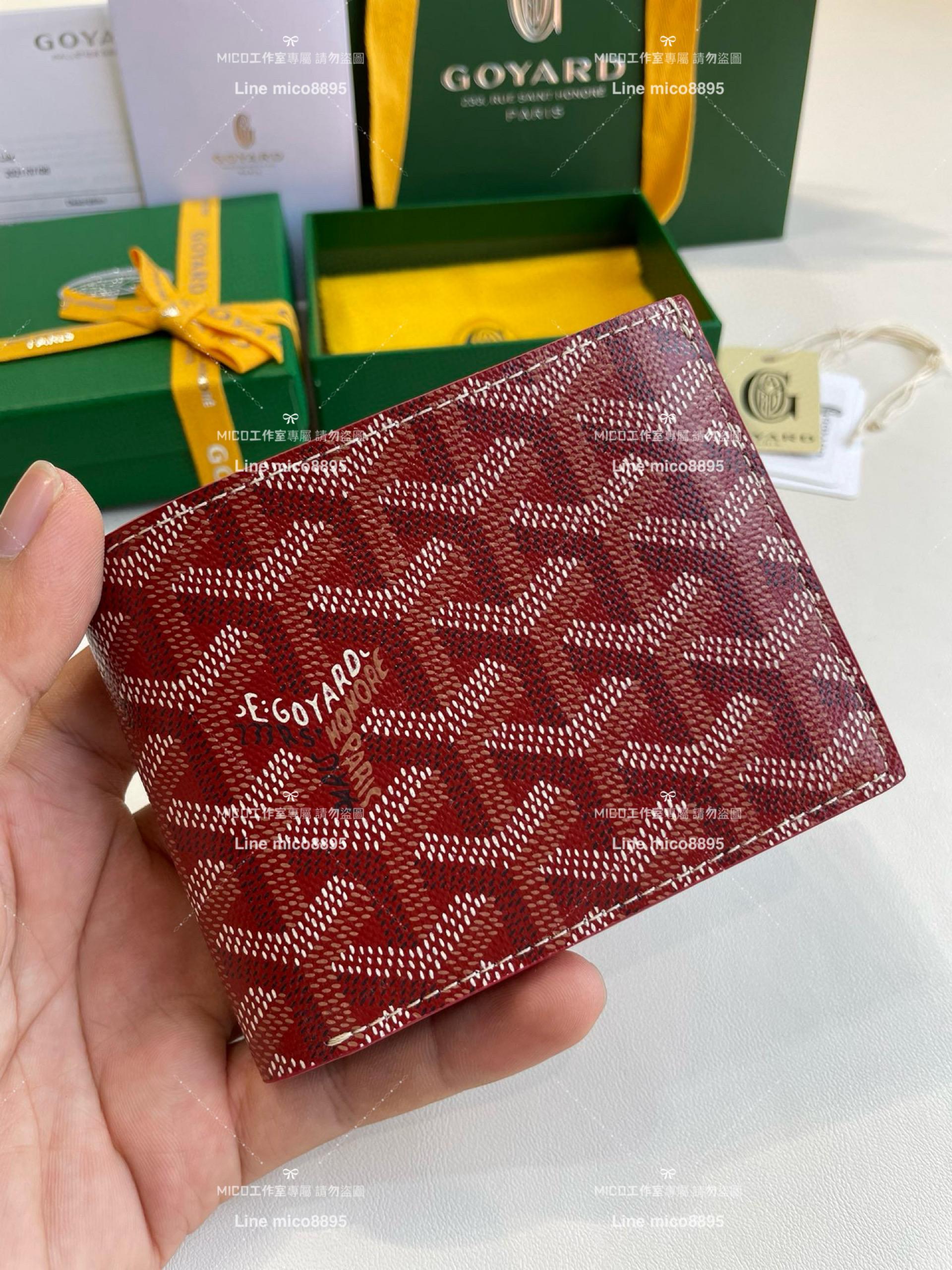 Goyard（戈雅）Goyard victoire 酒紅 經典對折短夾 男士短夾