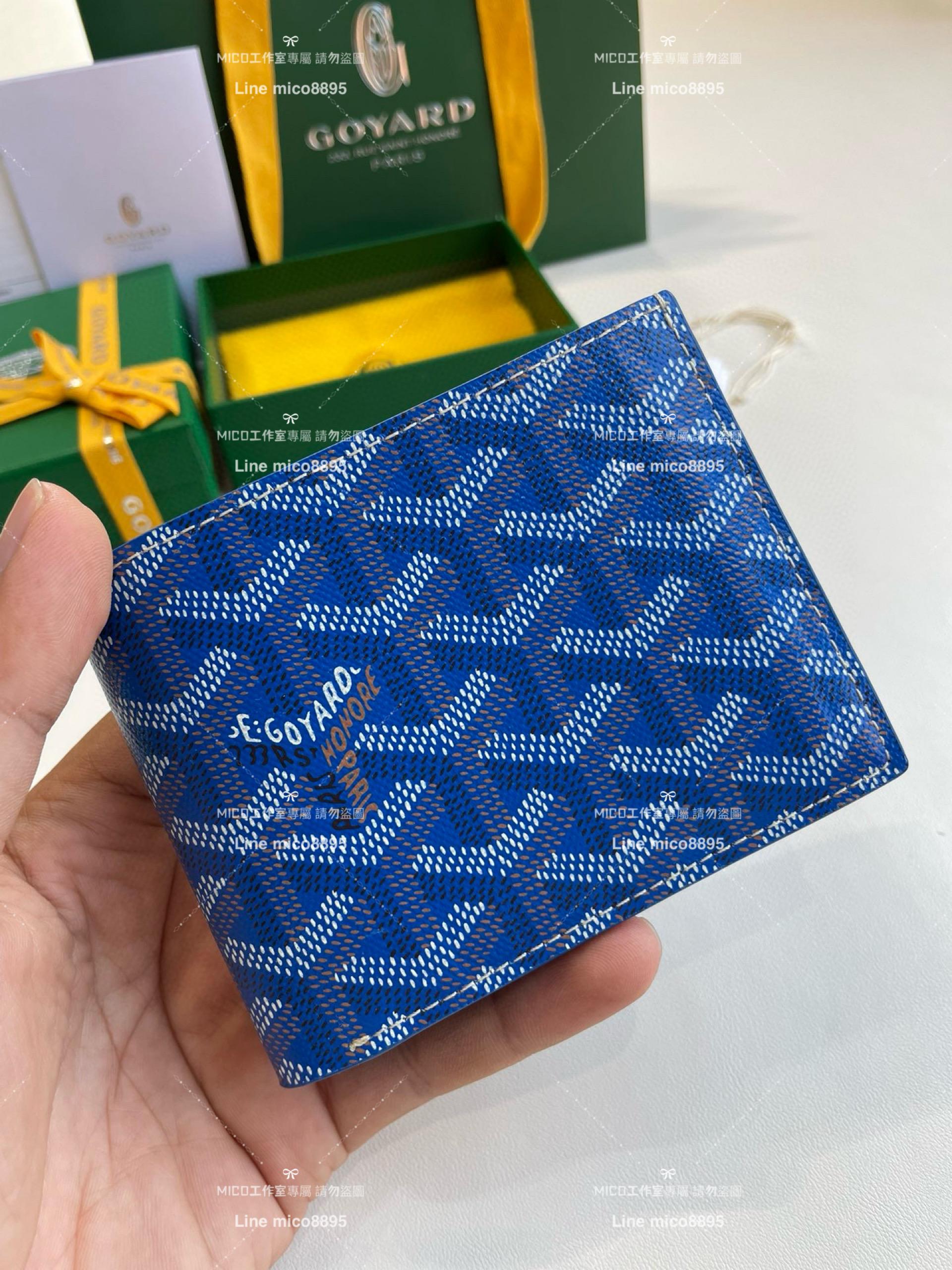 Goyard（戈雅）Goyard victoire 天藍色 經典對折短夾 男士短夾