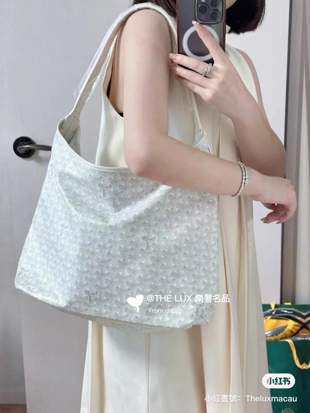 Goyard（戈雅）白色 BOHEME HOBO 爆款腋下包 媽媽包/通勤包首選 42×27×15cm