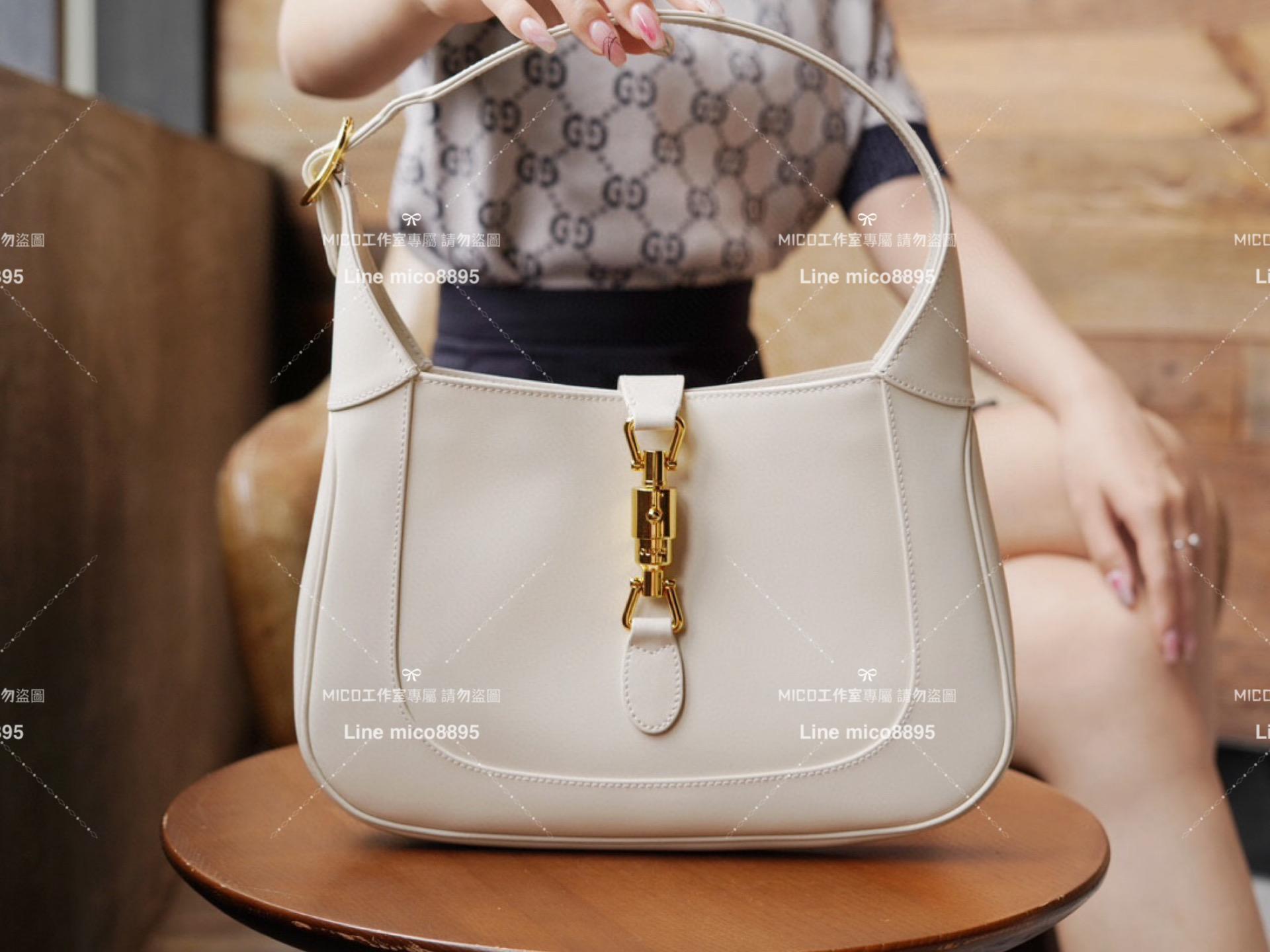 GUCCI 1961系列手袋 白色全皮 Jackie小號 可肩背/斜跨/手提 尺寸：27.5*19*4cm
