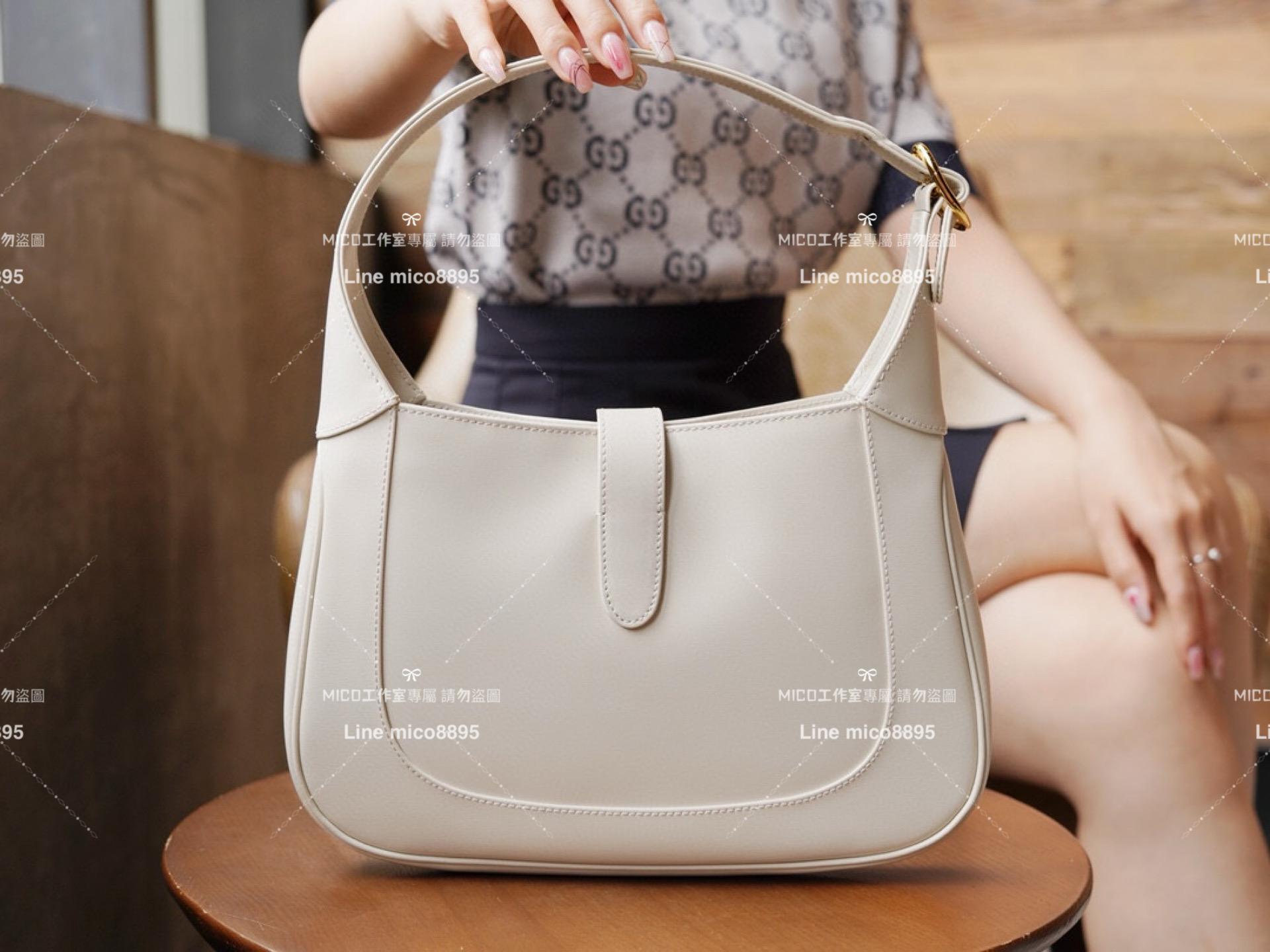 GUCCI 1961系列手袋 白色全皮 Jackie小號 可肩背/斜跨/手提 尺寸：27.5*19*4cm