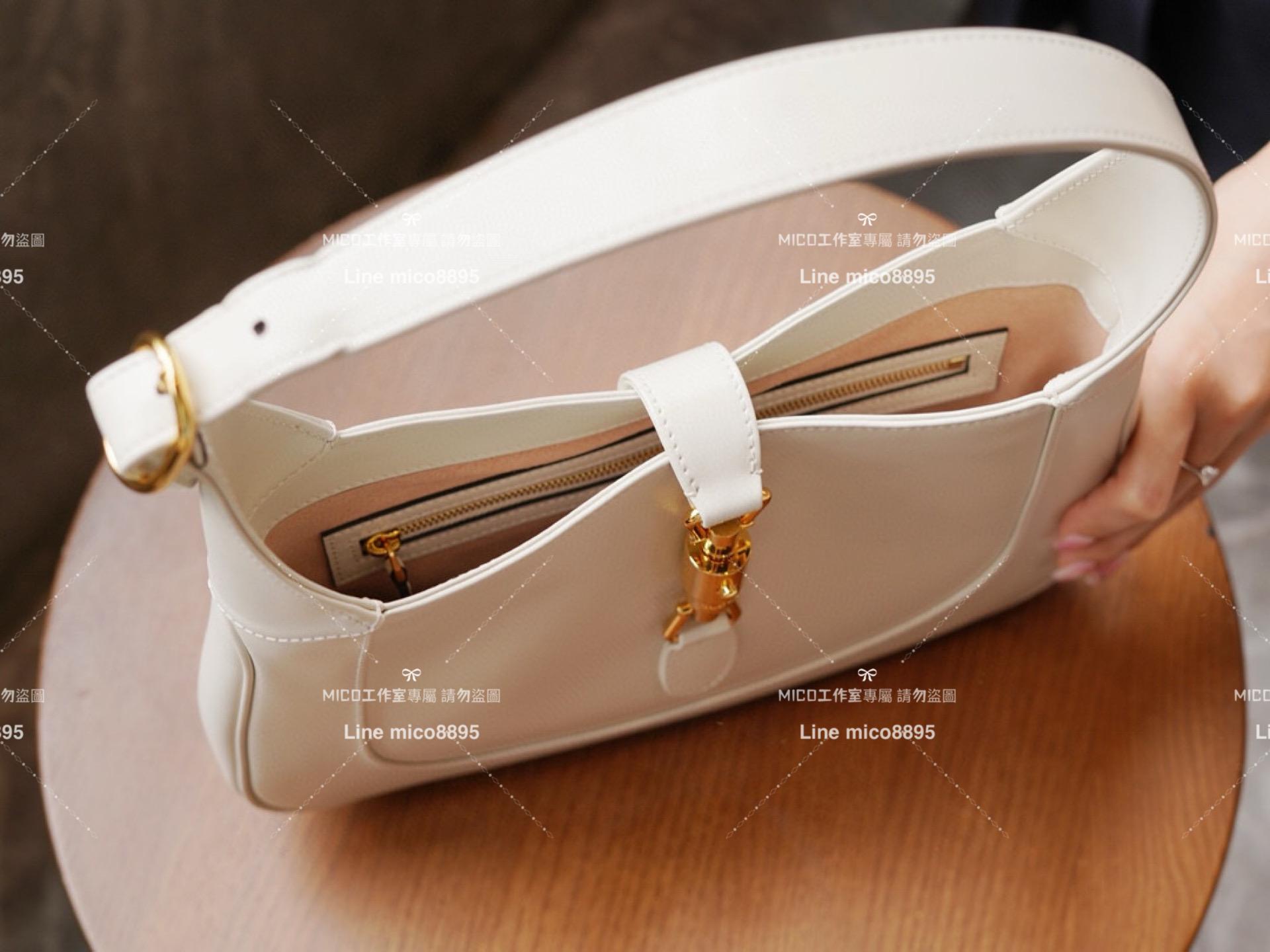GUCCI 1961系列手袋 白色全皮 Jackie小號 可肩背/斜跨/手提 尺寸：27.5*19*4cm