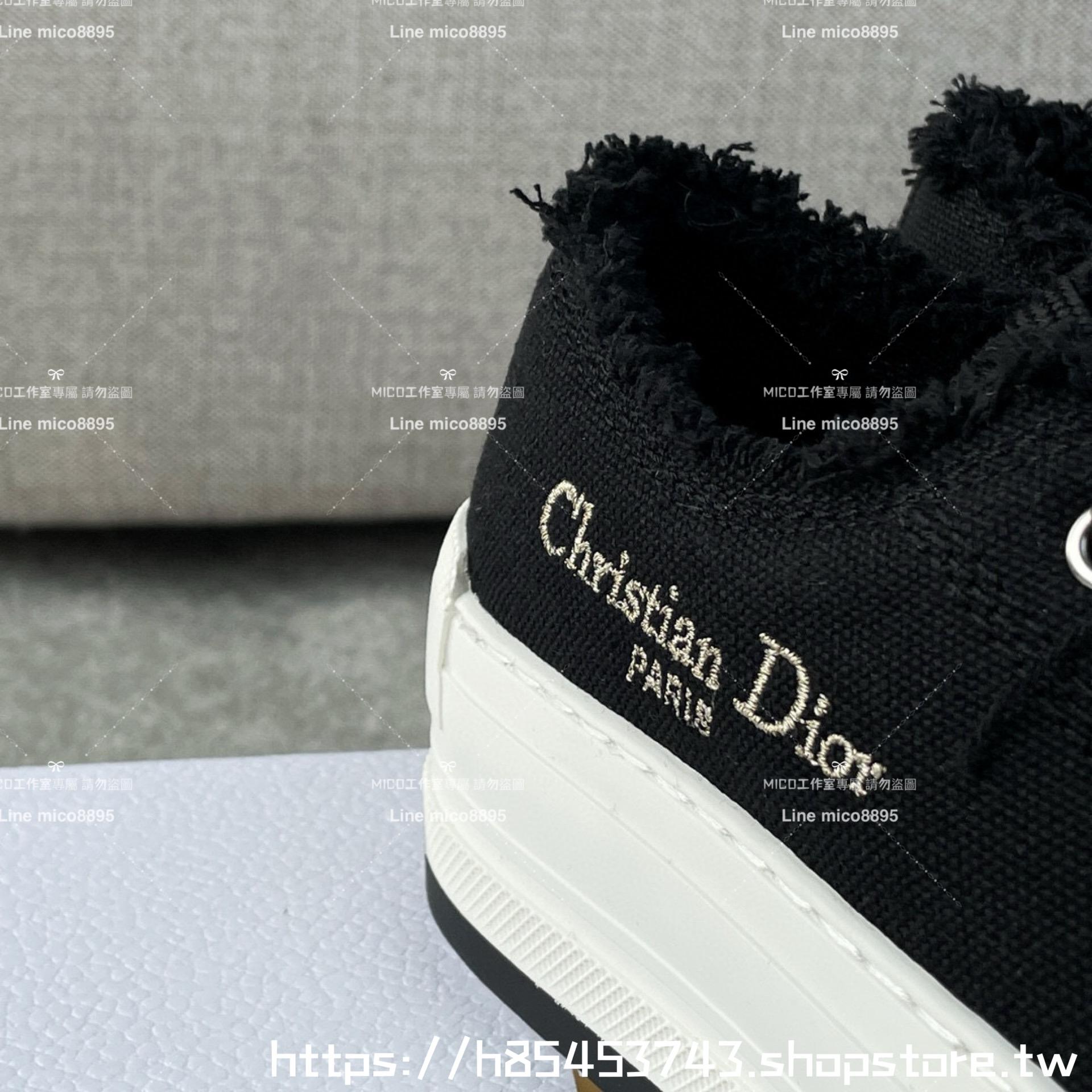 Dior 迪奧 黑色帆布厚底帆布鞋 休閒鞋 35-40