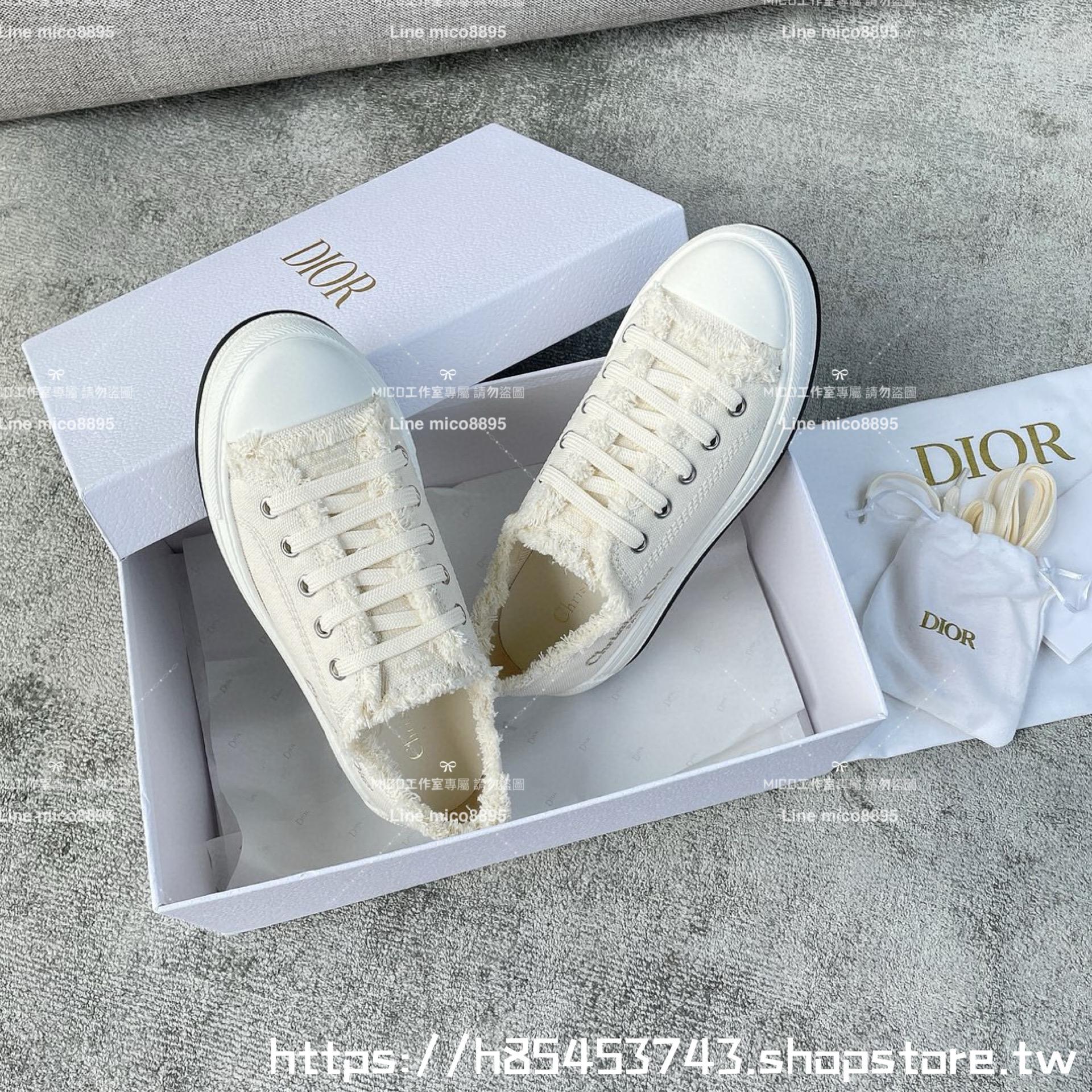 Dior 迪奧 米白色 Walk'n'Dior 厚底運動鞋 帆布厚底帆布鞋 休閒鞋 35-40