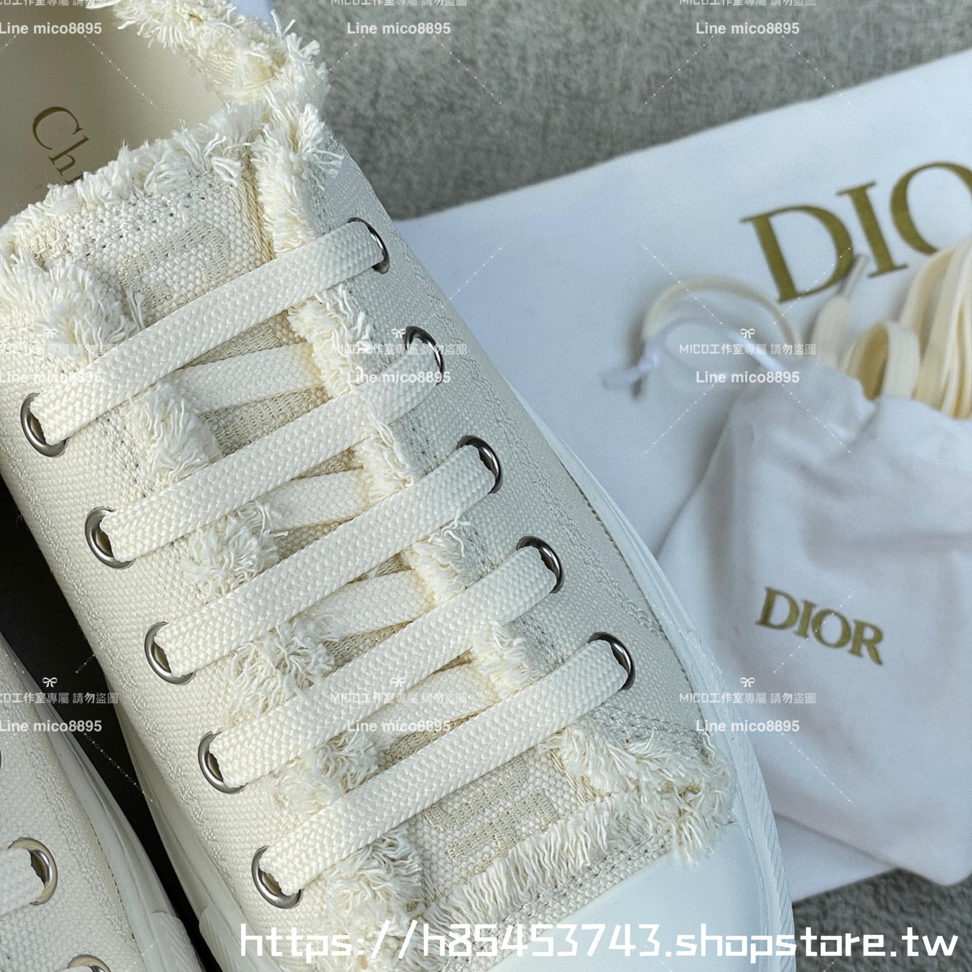 Dior 迪奧 米白色 Walk'n'Dior 厚底運動鞋 帆布厚底帆布鞋 休閒鞋 35-40