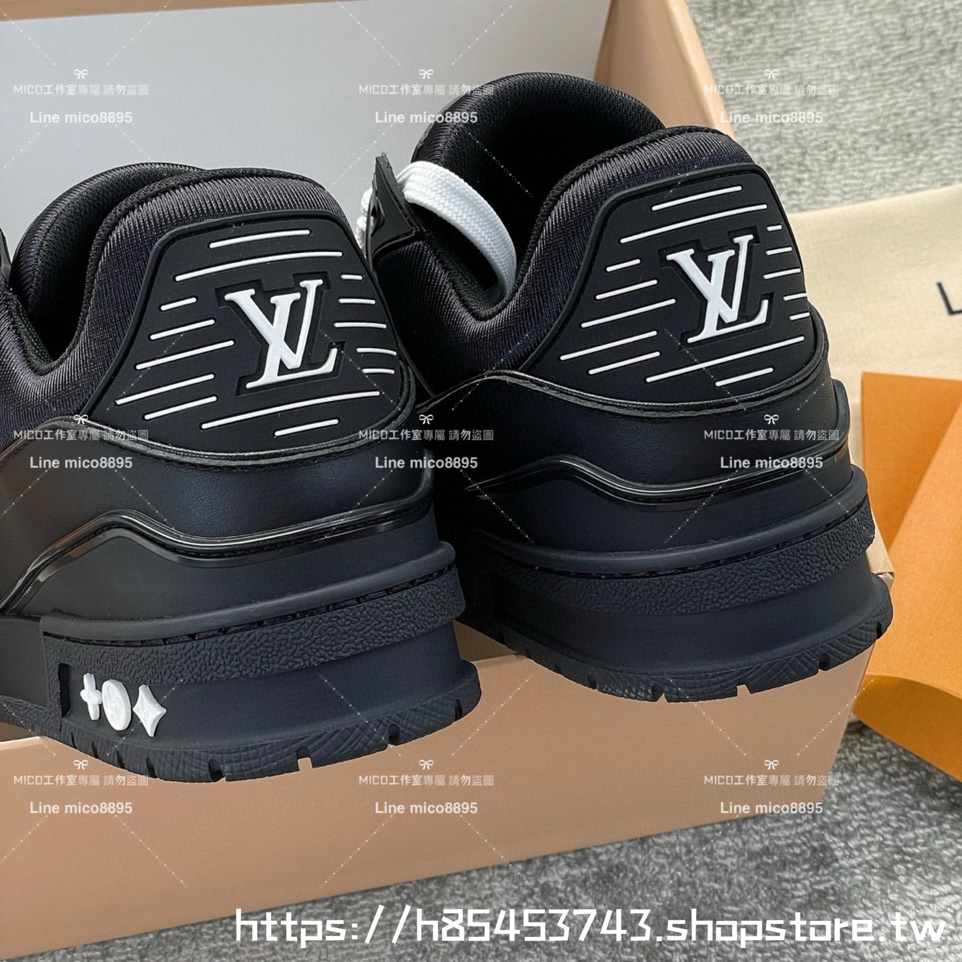 LV 情侶款 trainer系列 黑色皮革壓紋 休閒運動鞋 男鞋/女鞋 35-44