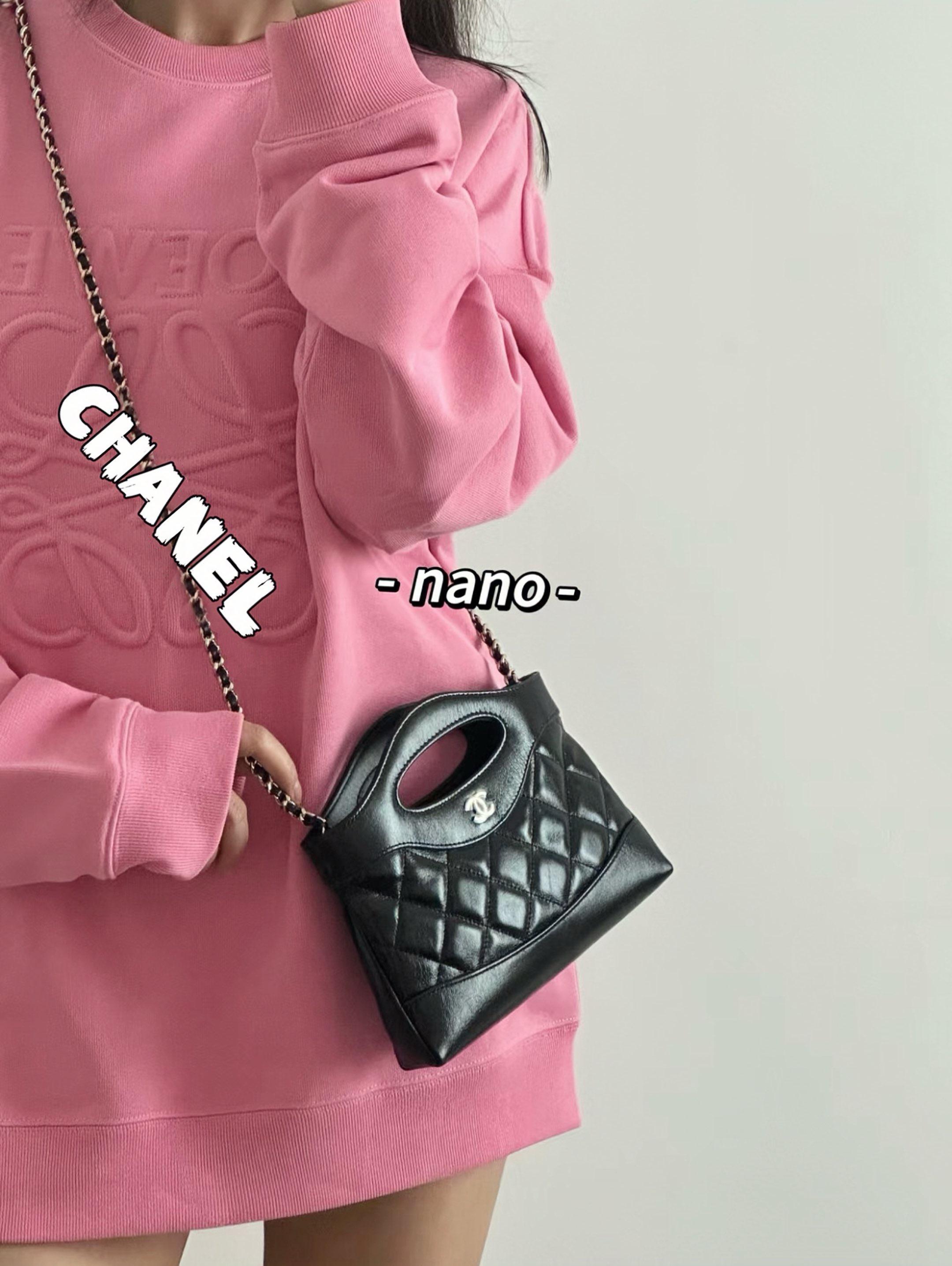 CHANEL 香奈兒 31Bag系列 黑色油蠟羊皮羊皮 新尺寸Nano size 20*17.5cm