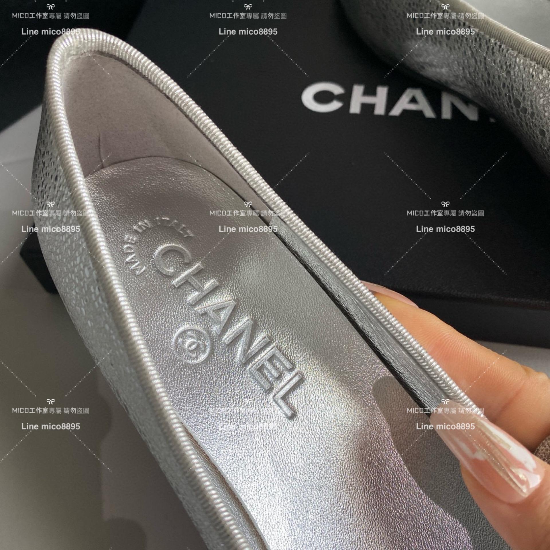 CHANEL 小香 經典款芭蕾舞鞋 銀色羊皮 平底鞋/女鞋 Size：35-39（34.40.41.42定做不退换）