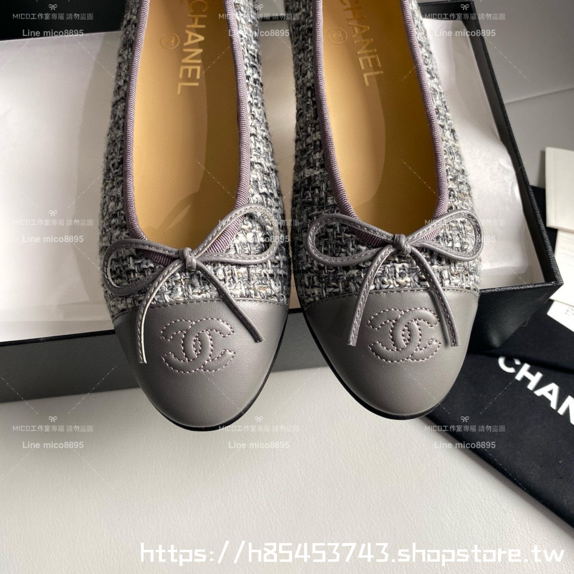 CHANEL 小香 經典款芭蕾舞鞋 灰呢料 平底鞋/女鞋 Size：35-39（34.40.41.42定做不退换）