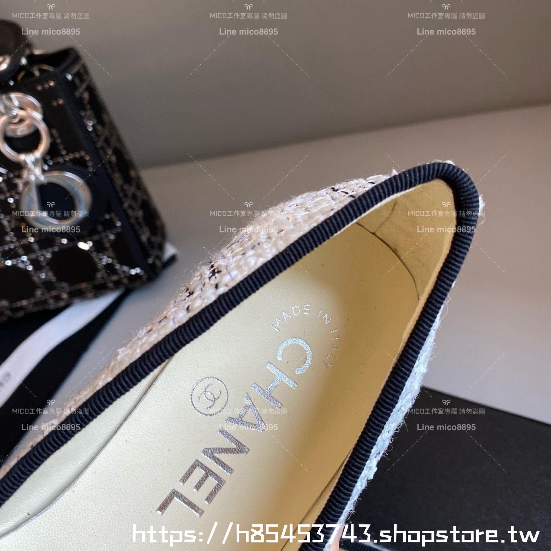 CHANEL 小香 經典款芭蕾舞鞋 呢料拼漆皮 平底鞋/女鞋 Size：35-39（34.40.41.42定做不退换）