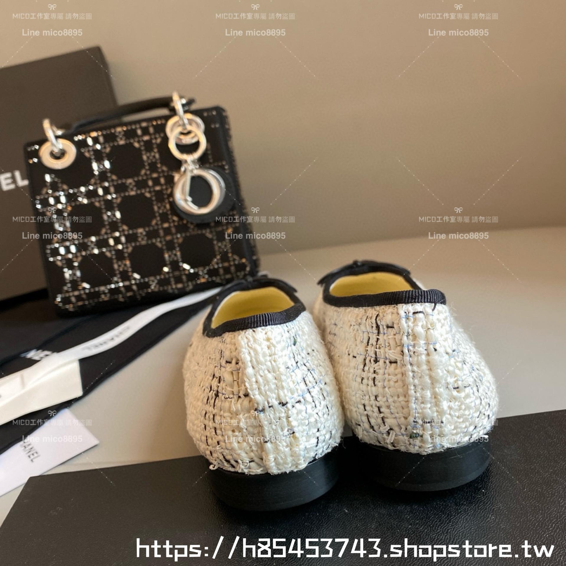 CHANEL 小香 經典款芭蕾舞鞋 呢料拼漆皮 平底鞋/女鞋 Size：35-39（34.40.41.42定做不退换）