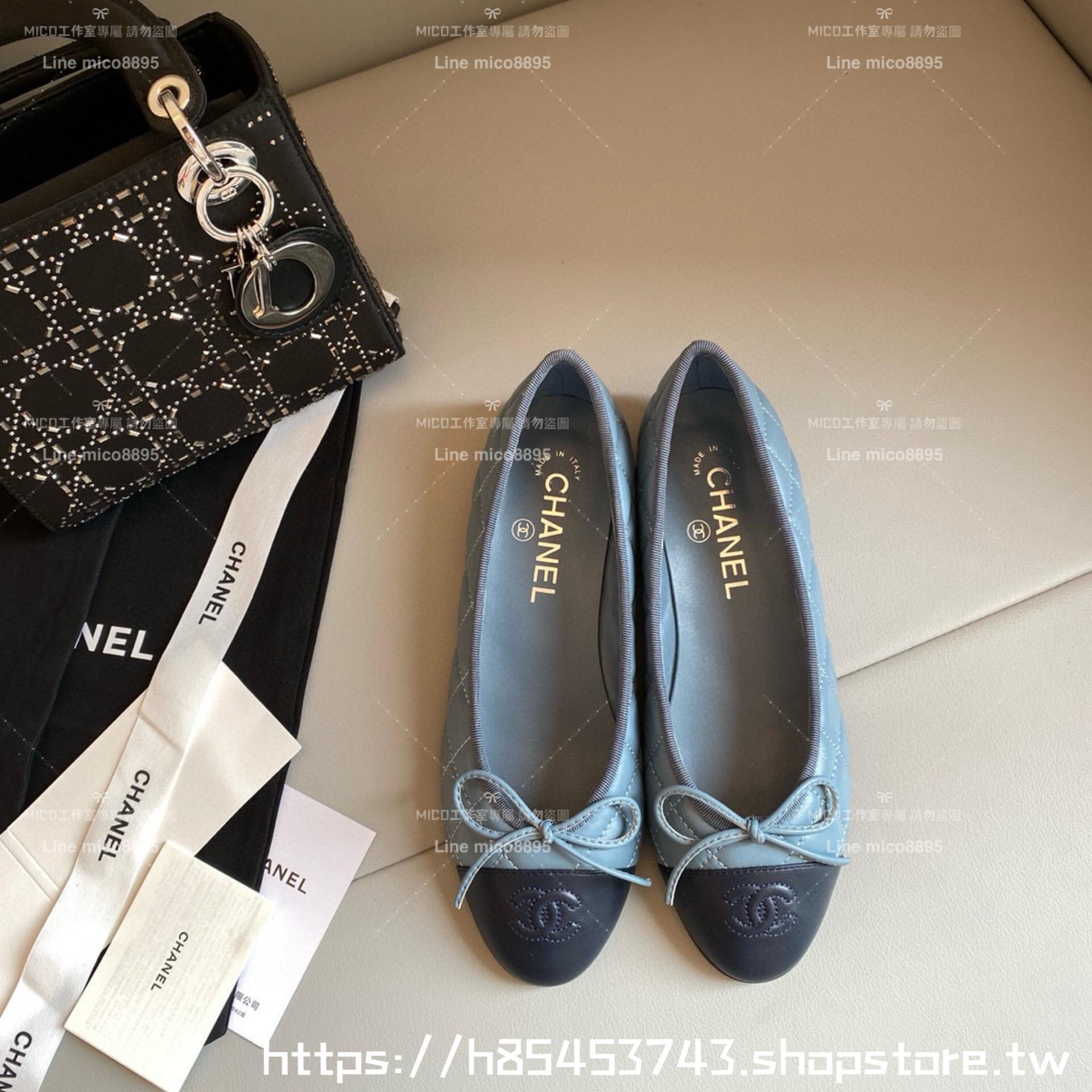 CHANEL 小香 經典款芭蕾舞鞋 菱格款 羊皮霧霾藍 平底鞋/女鞋 Size：35-39（34.40.41.42定做不退换）