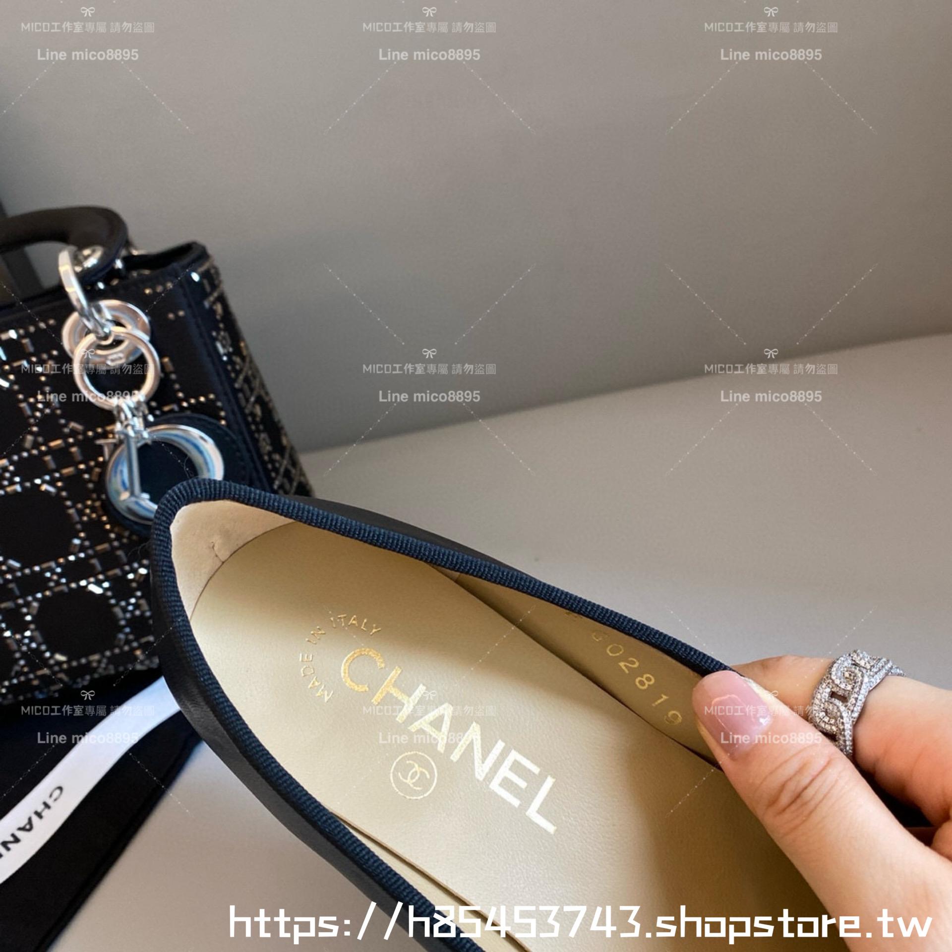 CHANEL 小香 經典款芭蕾舞鞋 黑/金 平底鞋/女鞋 Size：35-39（34.40.41.42定做不退换）