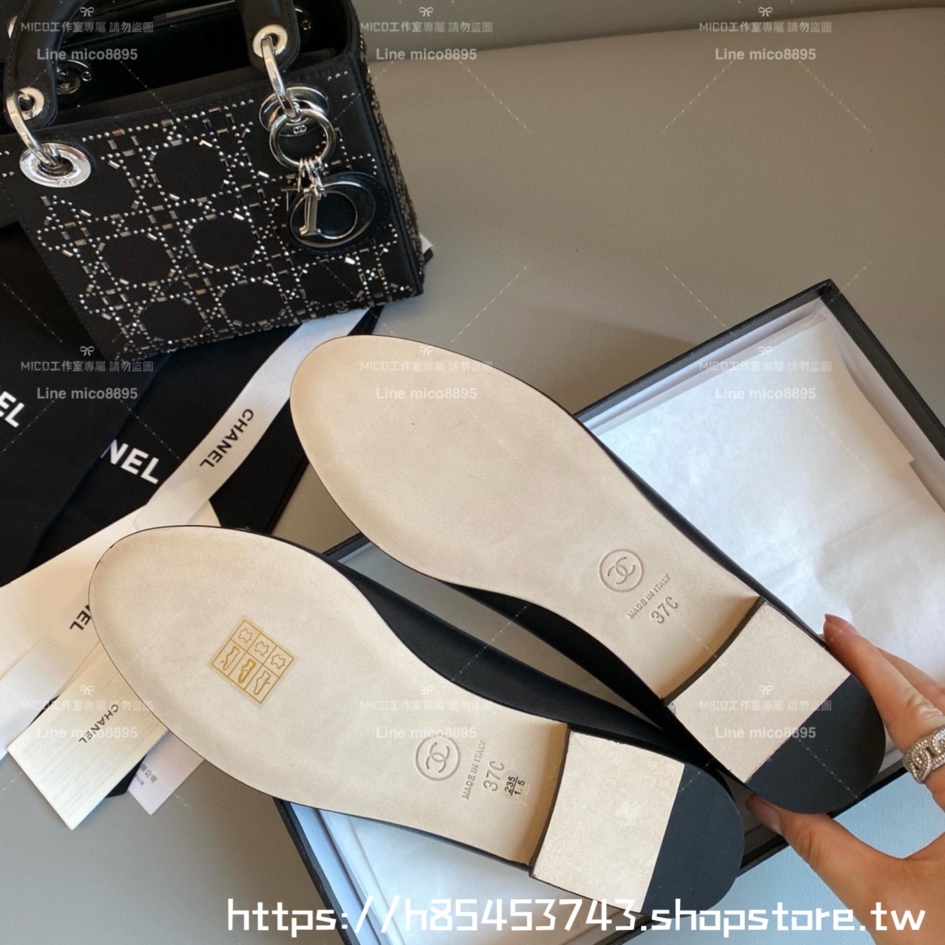 CHANEL 小香 經典款芭蕾舞鞋 黑/金 平底鞋/女鞋 Size：35-39（34.40.41.42定做不退换）