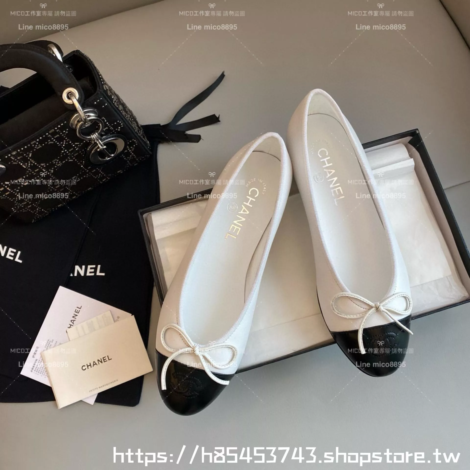 CHANEL 小香 經典款芭蕾舞鞋 白/黑 平底鞋/女鞋 Size：35-39（34.40.41.42定做不退换）