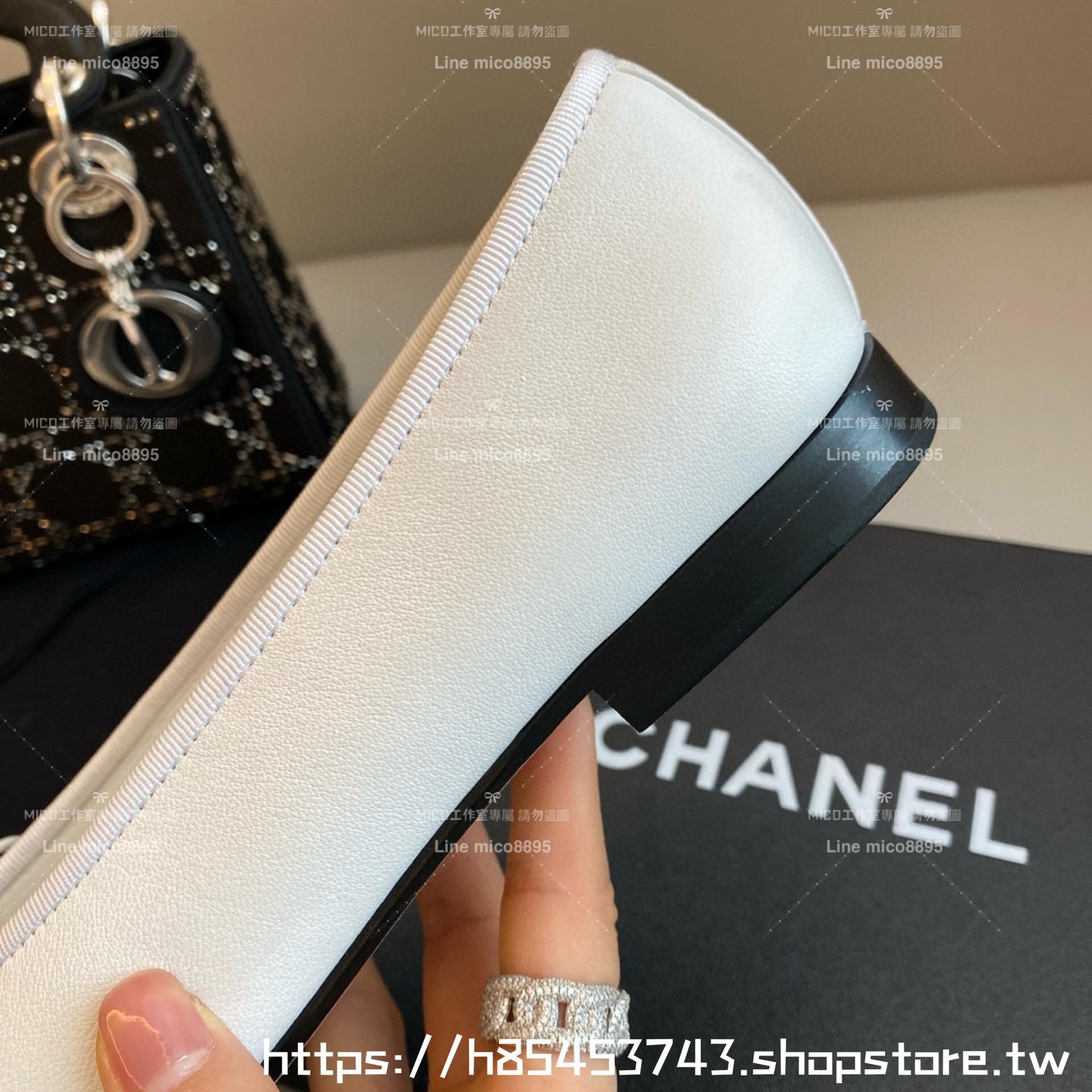 CHANEL 小香 經典款芭蕾舞鞋 白/黑 平底鞋/女鞋 Size：35-39（34.40.41.42定做不退换）