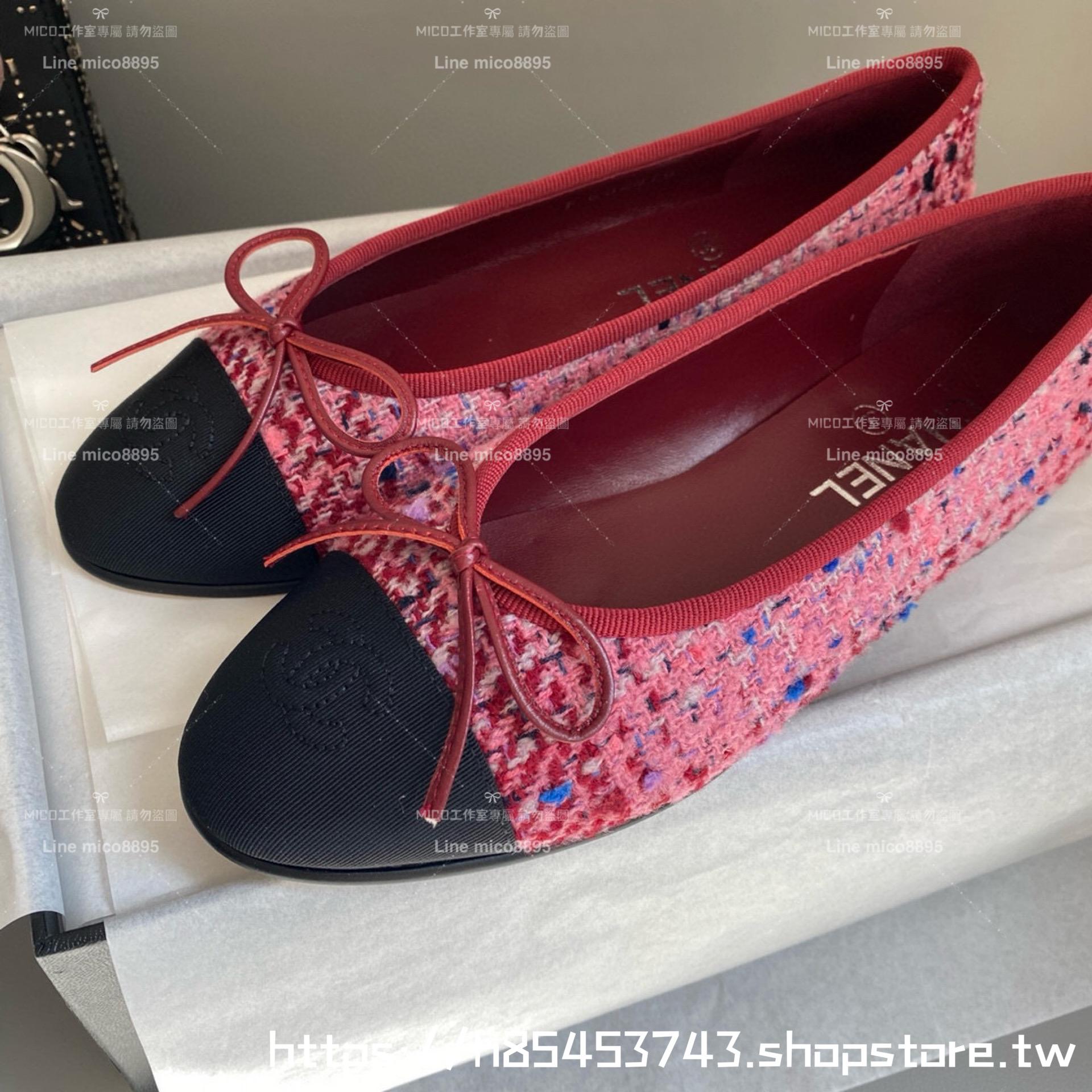 CHANEL 小香 經典款芭蕾舞鞋 桃色軟呢 平底鞋/女鞋 Size：35-39（34.40.41.42定做不退换）