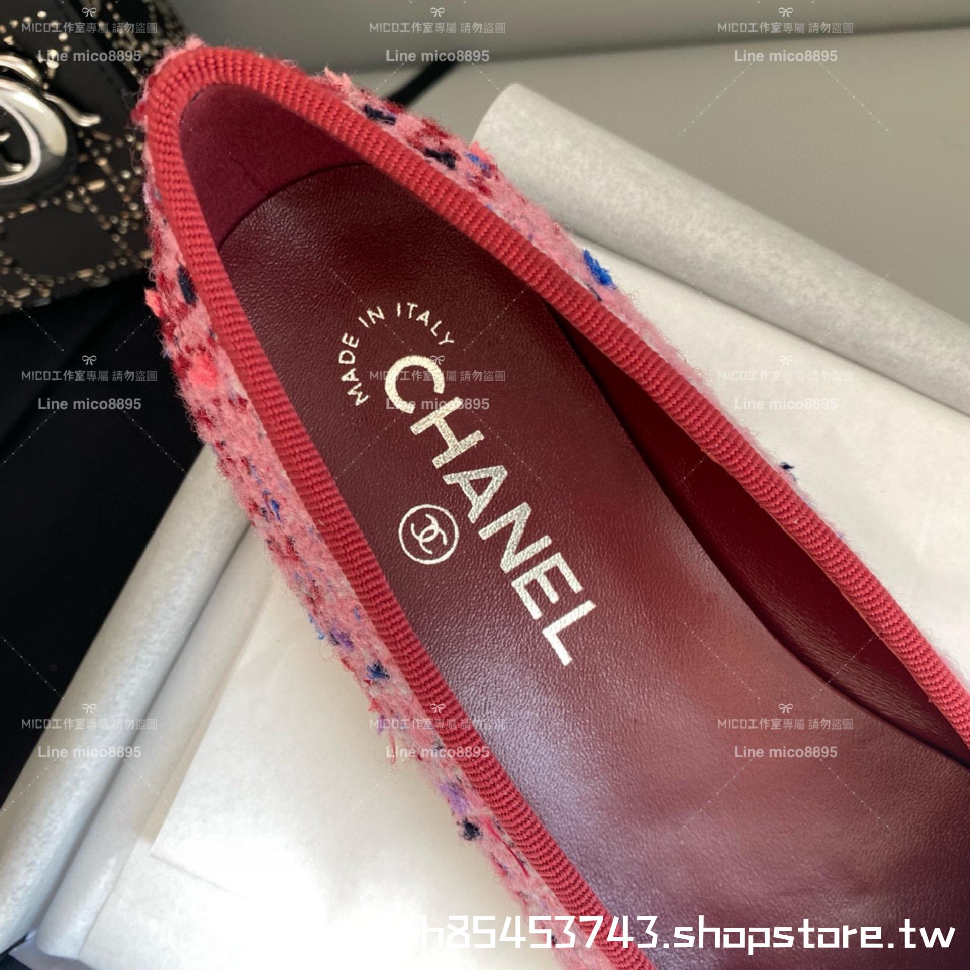 CHANEL 小香 經典款芭蕾舞鞋 桃色軟呢 平底鞋/女鞋 Size：35-39（34.40.41.42定做不退换）