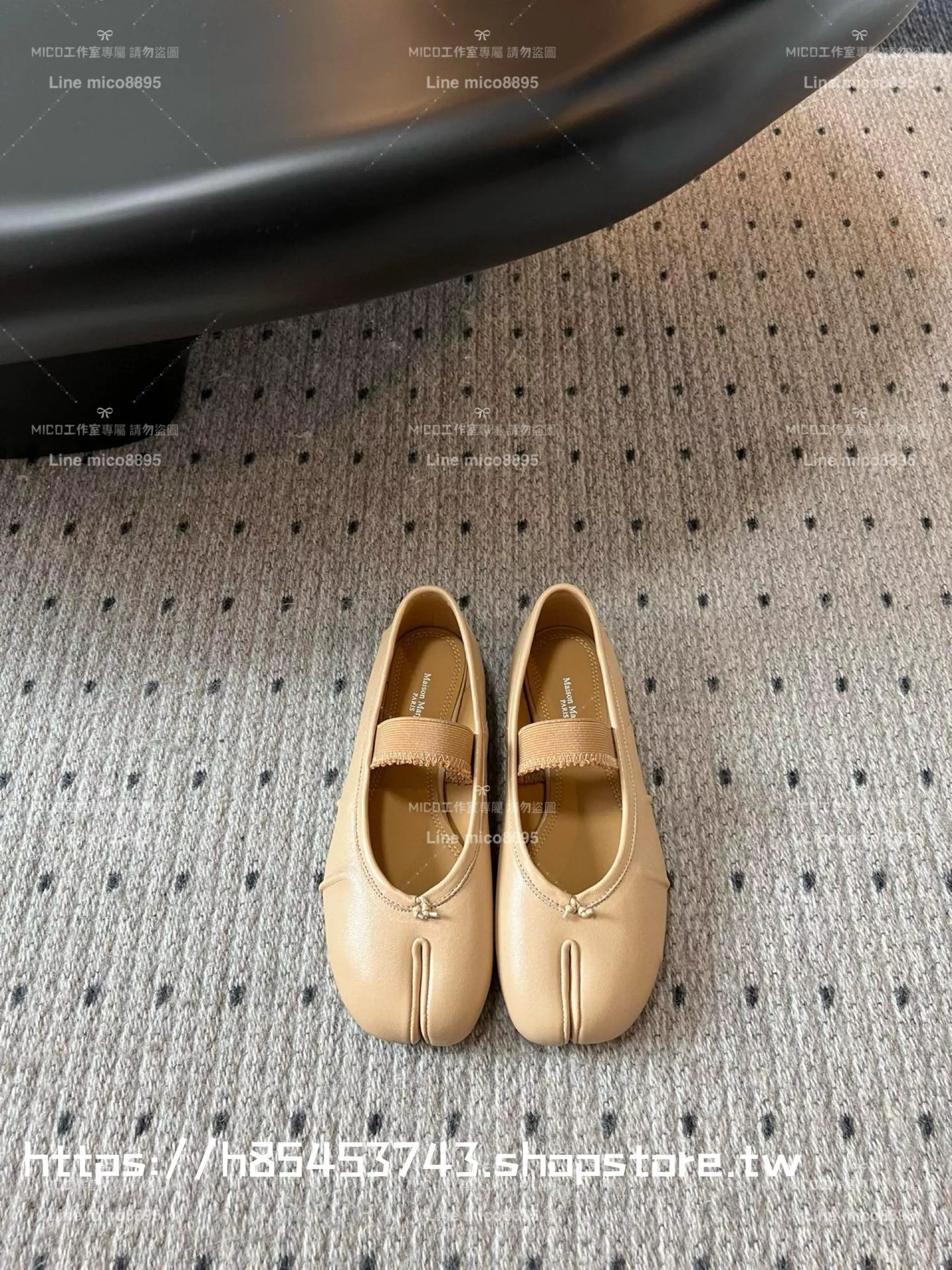 Maison Margiela·馬吉拉 有帶款 杏色 MM6 小羊皮/真皮 tabi褶皺芭蕾舞鞋 分趾鞋  35-41