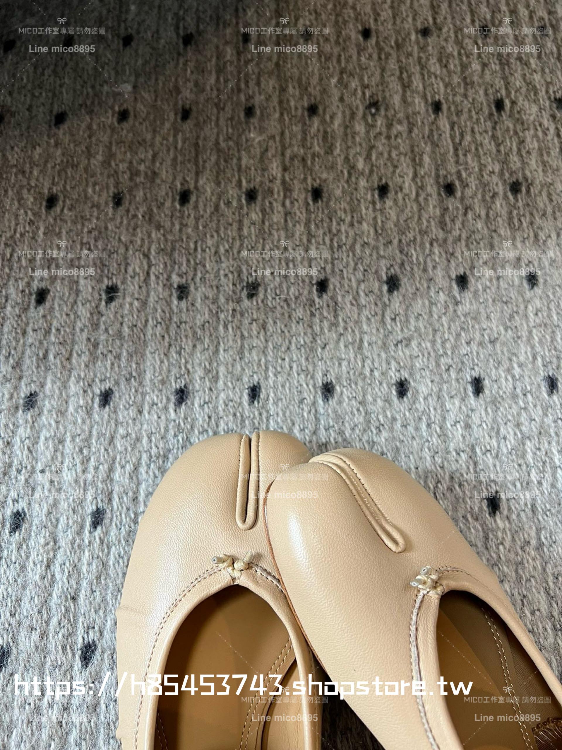 Maison Margiela·馬吉拉 有帶款 杏色 MM6 小羊皮/真皮 tabi褶皺芭蕾舞鞋 分趾鞋  35-41